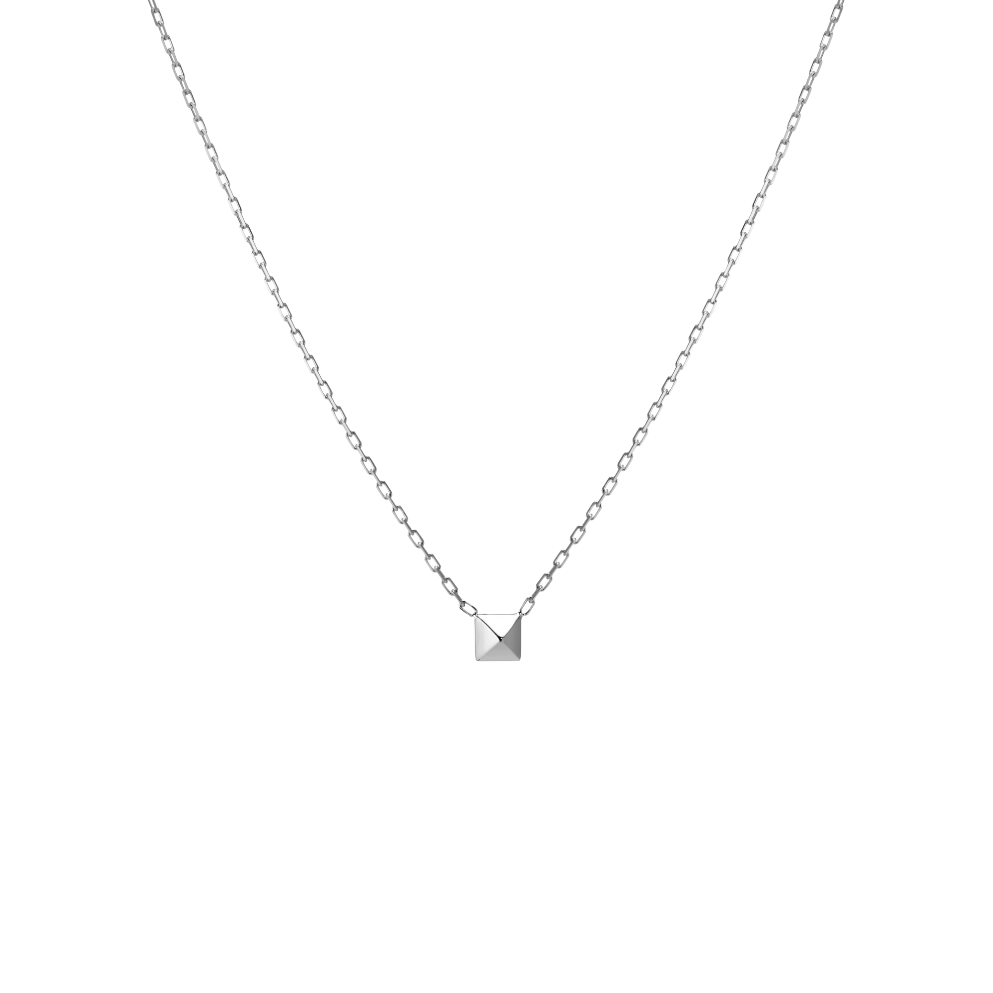 Mini Charm Pyramid Necklace Sterling Silver White Gold Vermeil 14k White Gold 18k White Gold     Front First