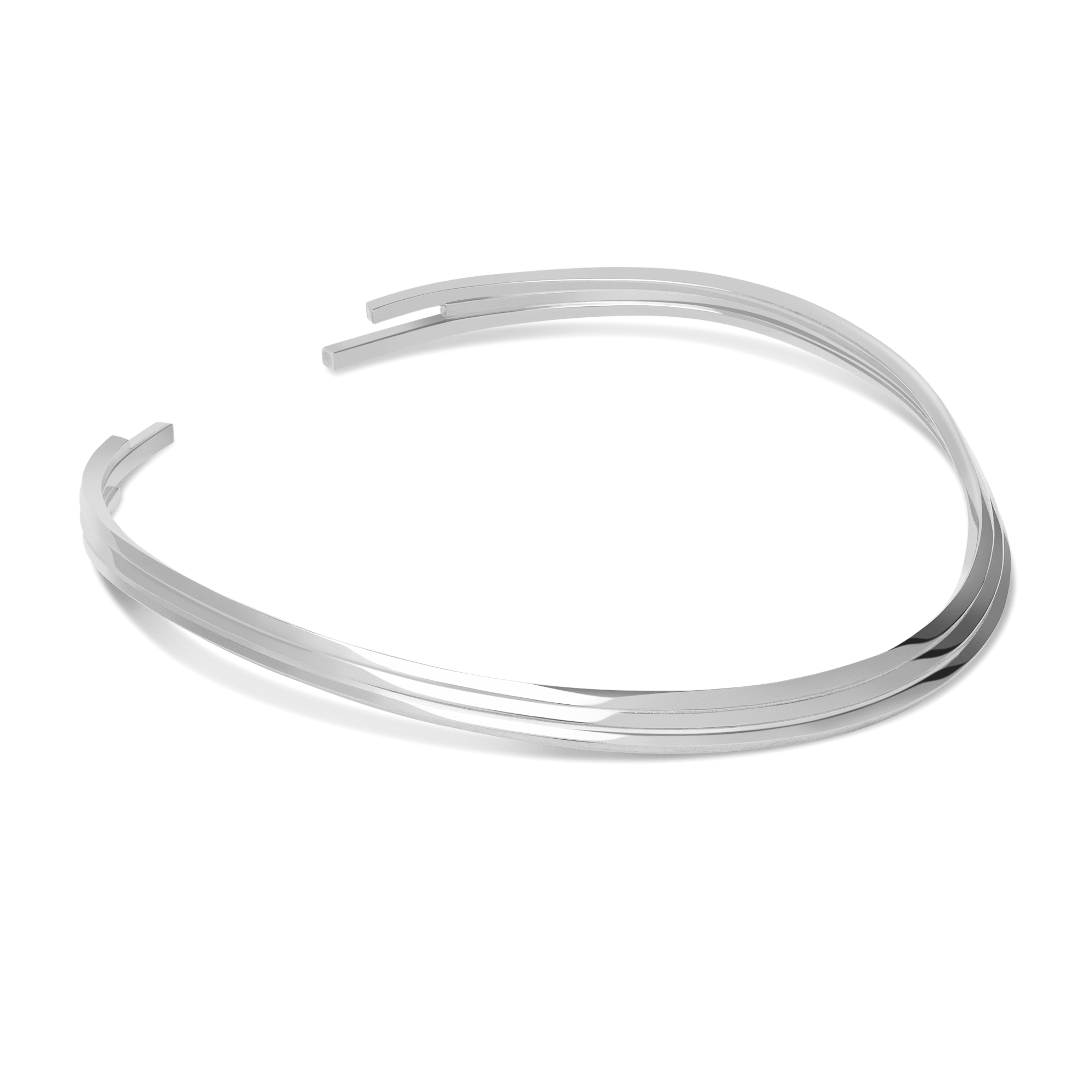 Tribar Collar Sterling Silver White Gold Vermeil 14k White Gold 18k White Gold Laid down