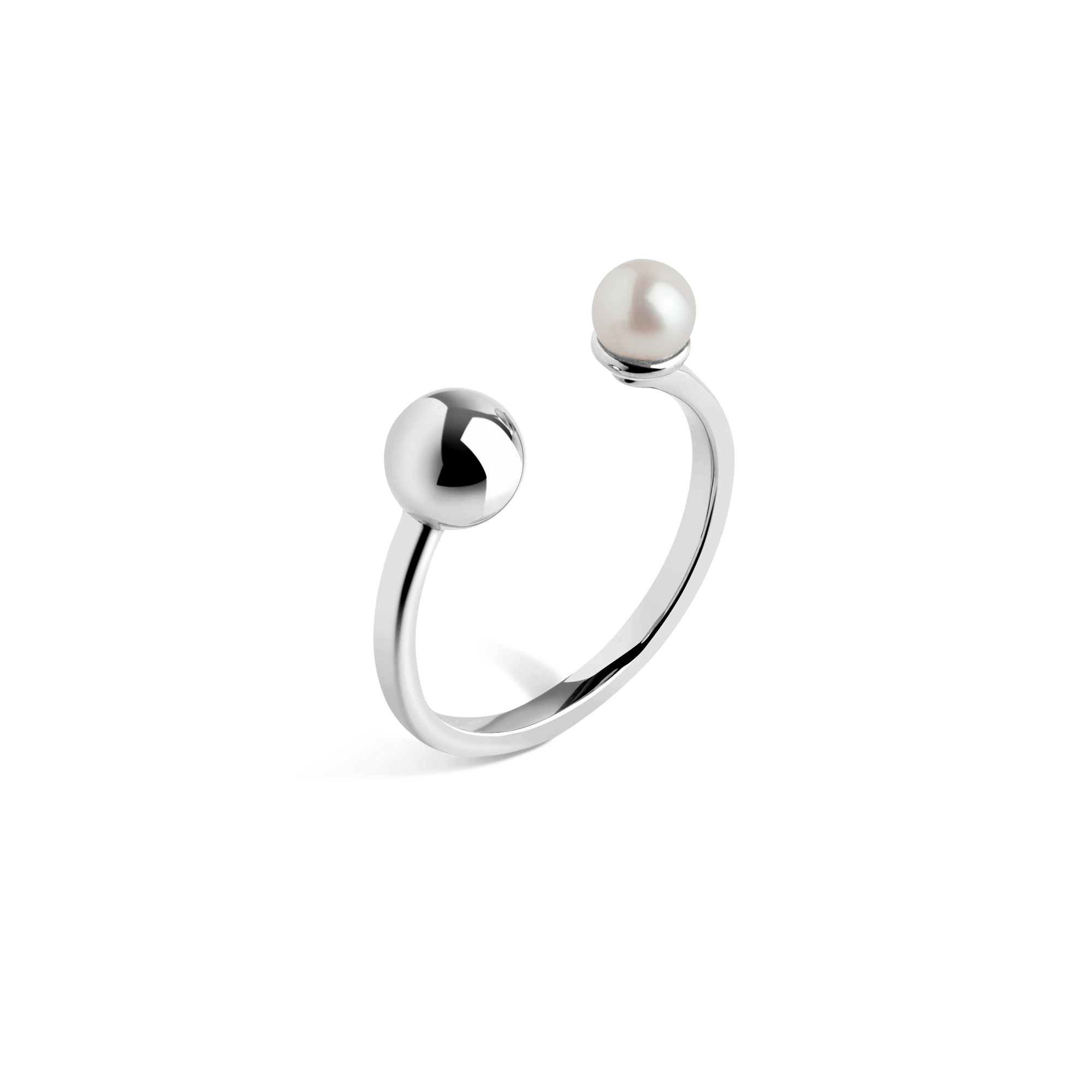 Asymmetric Pearl Ring Sterling Silver White Gold Vermeil 14k White Gold 18k White Gold Half Side