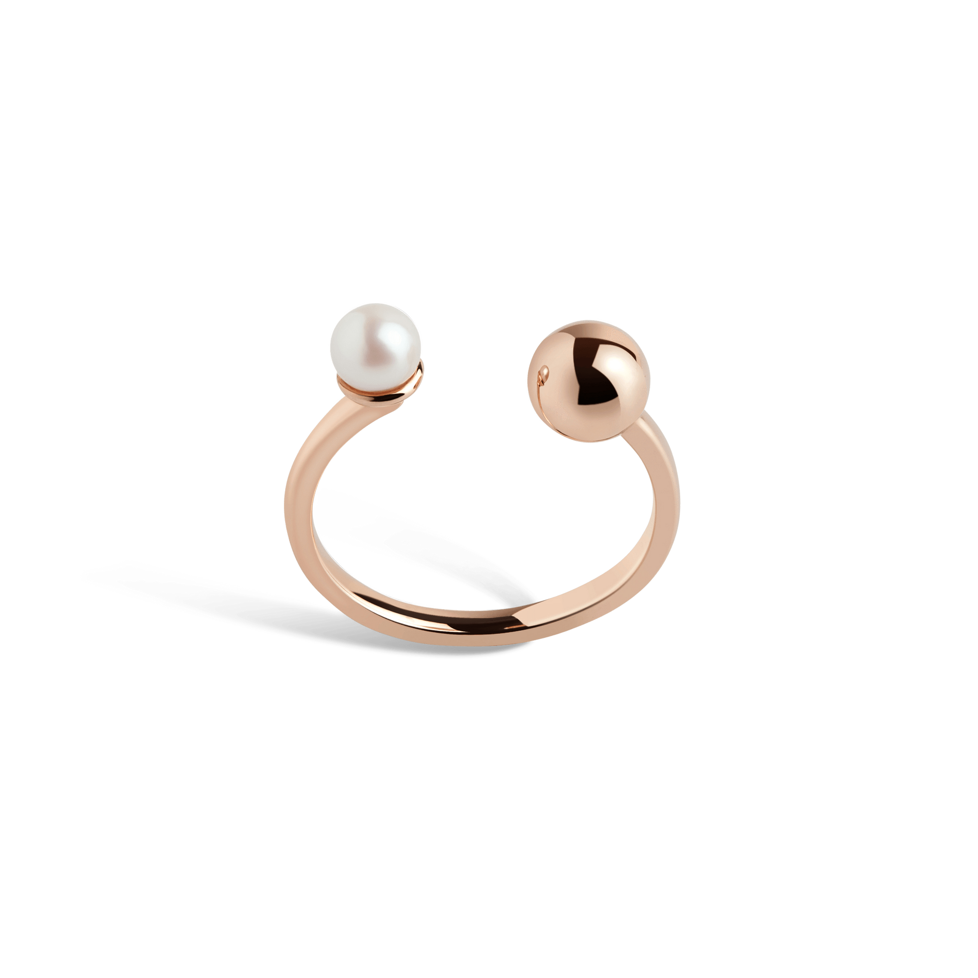 Asymmetric Pearl Ring Rose Gold Vermeil 14k Rose Gold 18k Rose Gold     Front First