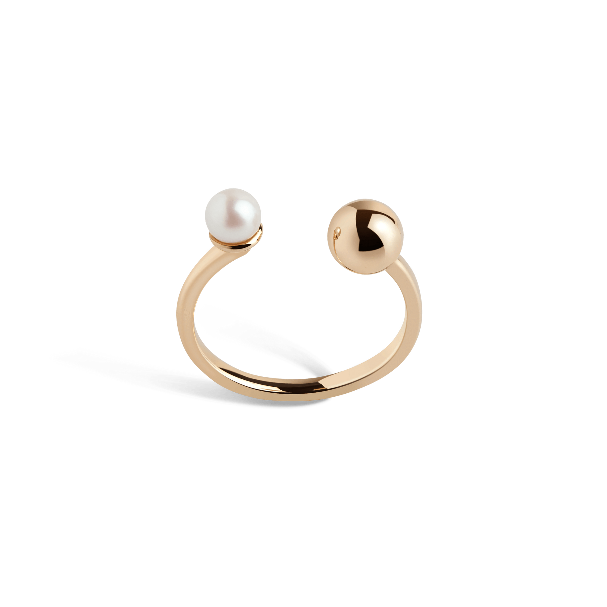 Asymmetric Pearl Ring Yellow Gold Vermeil 14k Yellow Gold 18k Yellow Gold     Front First