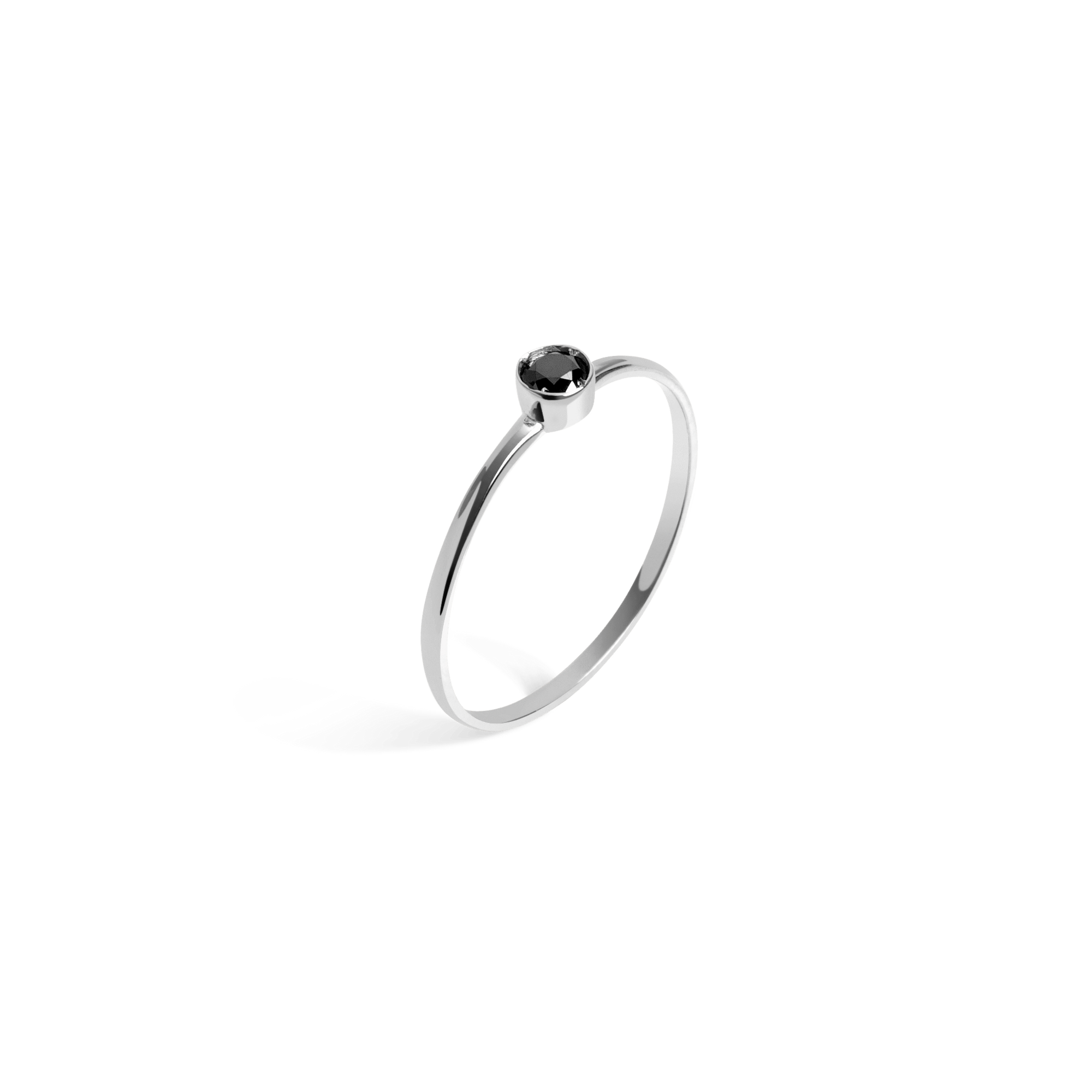 Black Diamond Ring Sterling Silver White Gold Vermeil 14k White Gold 18k White Gold Black Diamonds Half Side  Front First
