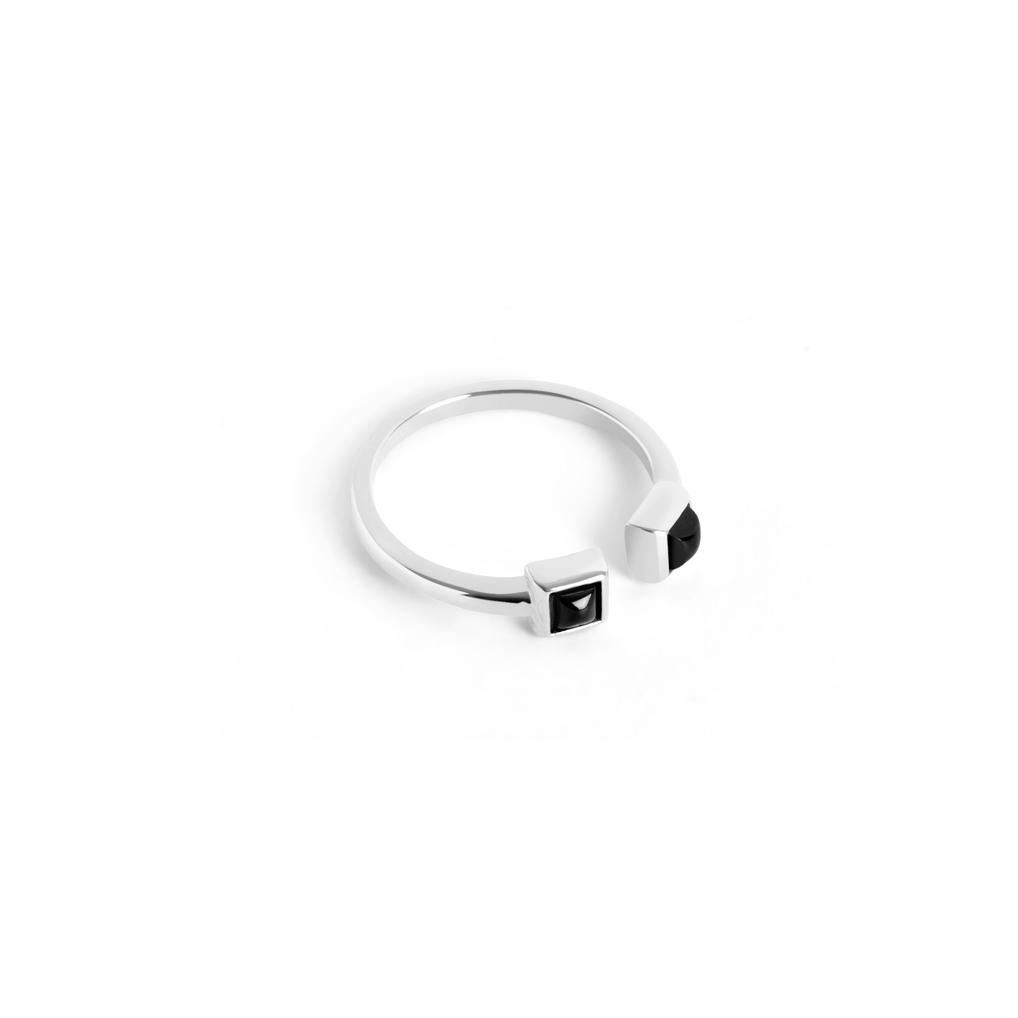 Black Stones Ring Sterling Silver White Gold Vermeil 14k White Gold 18k White Gold Black Diamonds Laid down