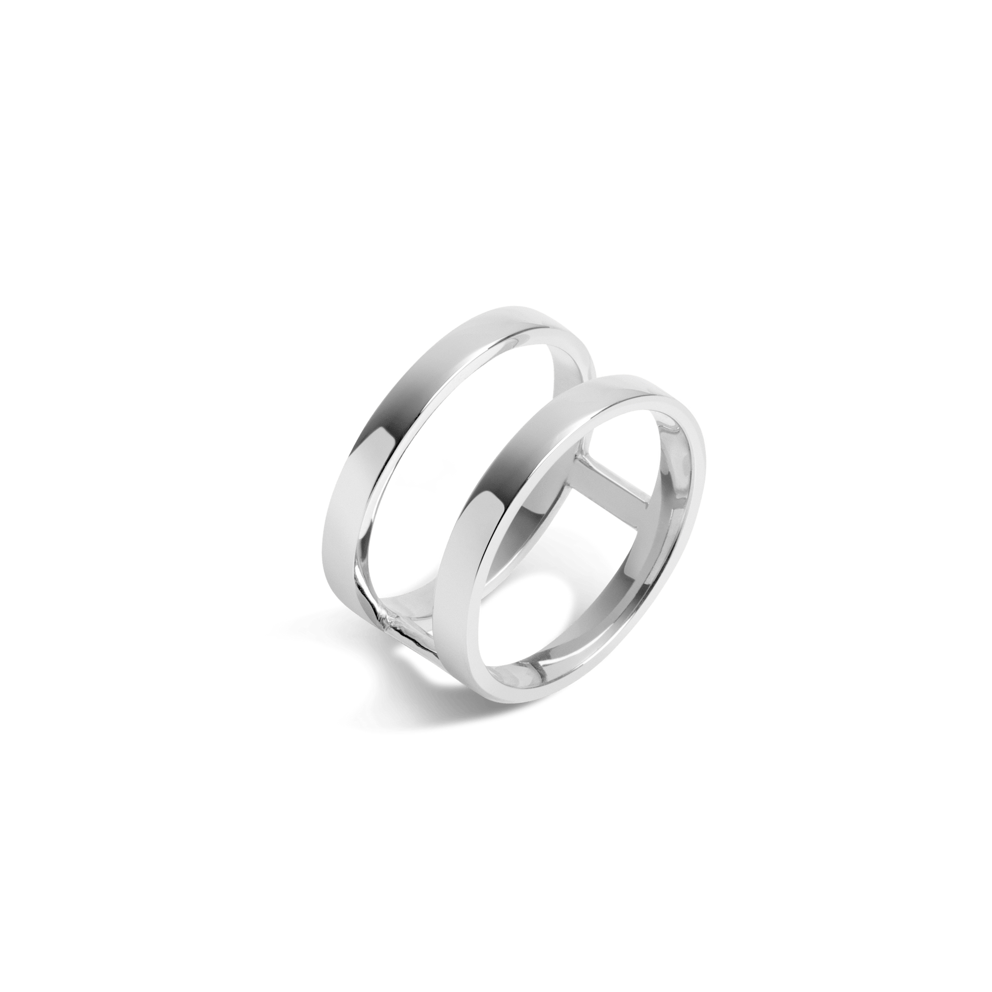 Bridge Ring Sterling Silver White Gold Vermeil 14k White Gold 18k White Gold Laid down   Front First