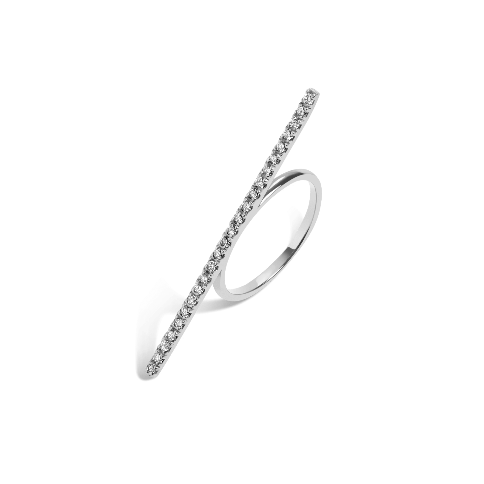 Diamond Bar Ring  Sterling Silver White Gold Vermeil 14k White Gold 18k White Gold White Diamonds     Front First