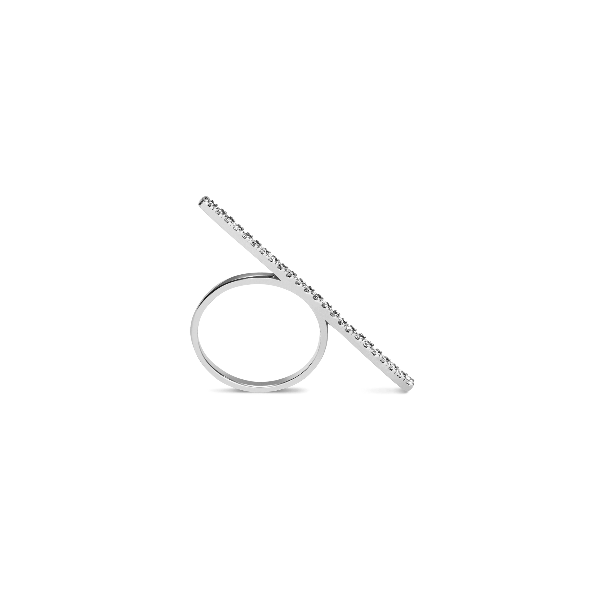 Diamond Bar Ring  Sterling Silver White Gold Vermeil 14k White Gold 18k White Gold White Diamonds Half Side