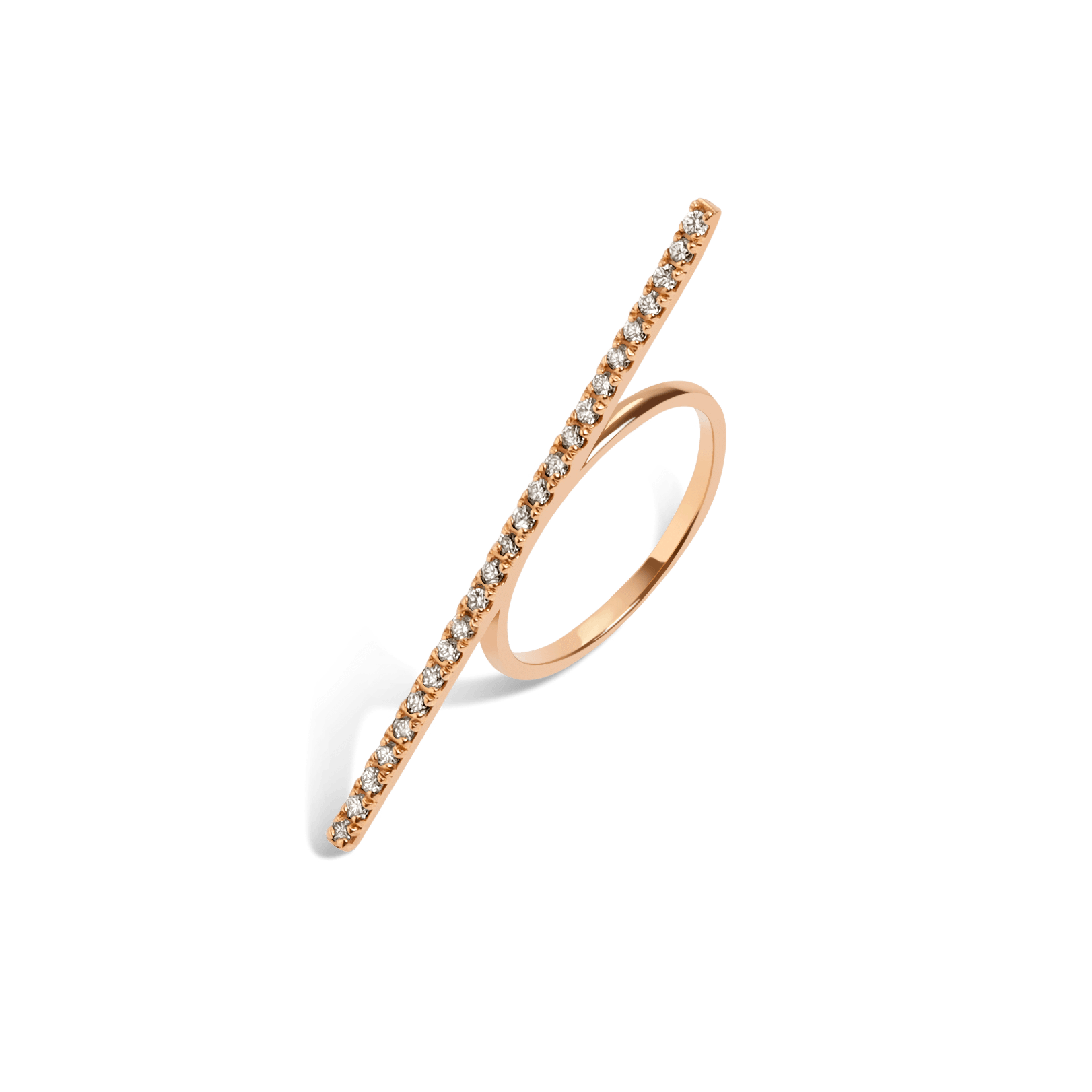 Diamond Bar Ring  Rose Gold Vermeil 14k Rose Gold 18k Rose Gold White Diamonds     Front First