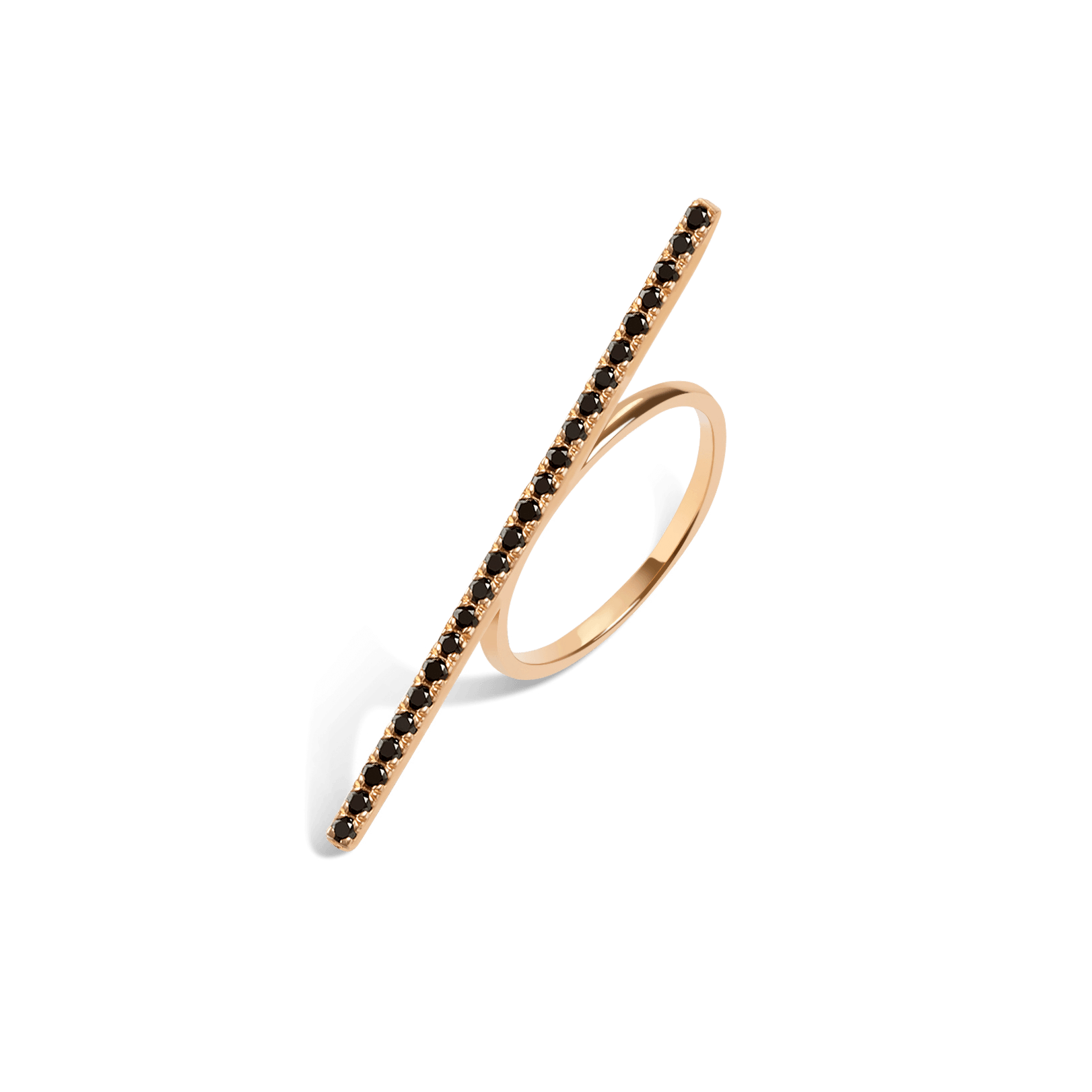 Diamond Bar Ring  Rose Gold Vermeil 14k Rose Gold 18k Rose Gold Black Diamonds    Front First