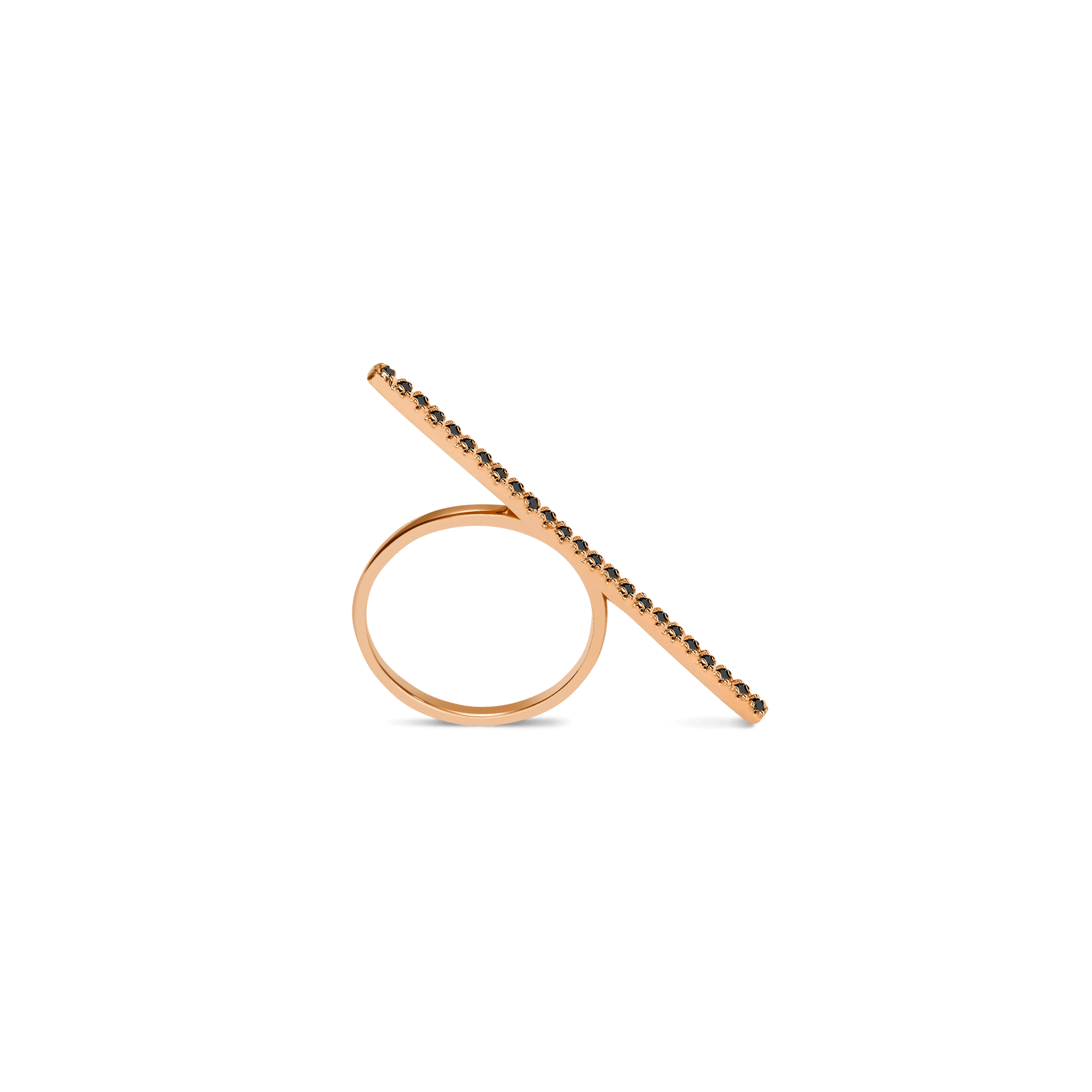 Diamond Bar Ring  Rose Gold Vermeil 14k Rose Gold 18k Rose Gold Black Diamonds Half Side