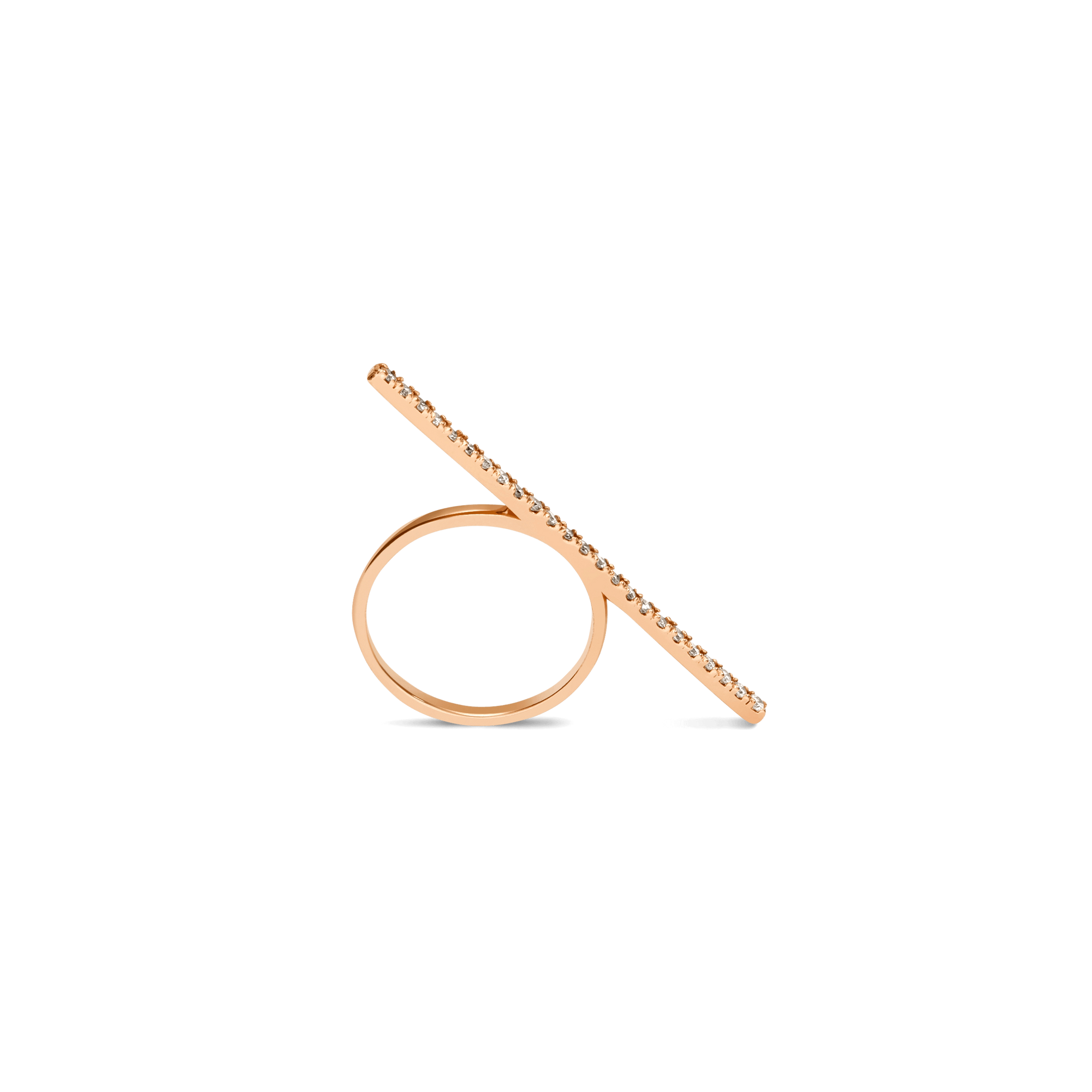 Diamond Bar Ring  Rose Gold Vermeil 14k Rose Gold 18k Rose Gold White Diamonds Half Side