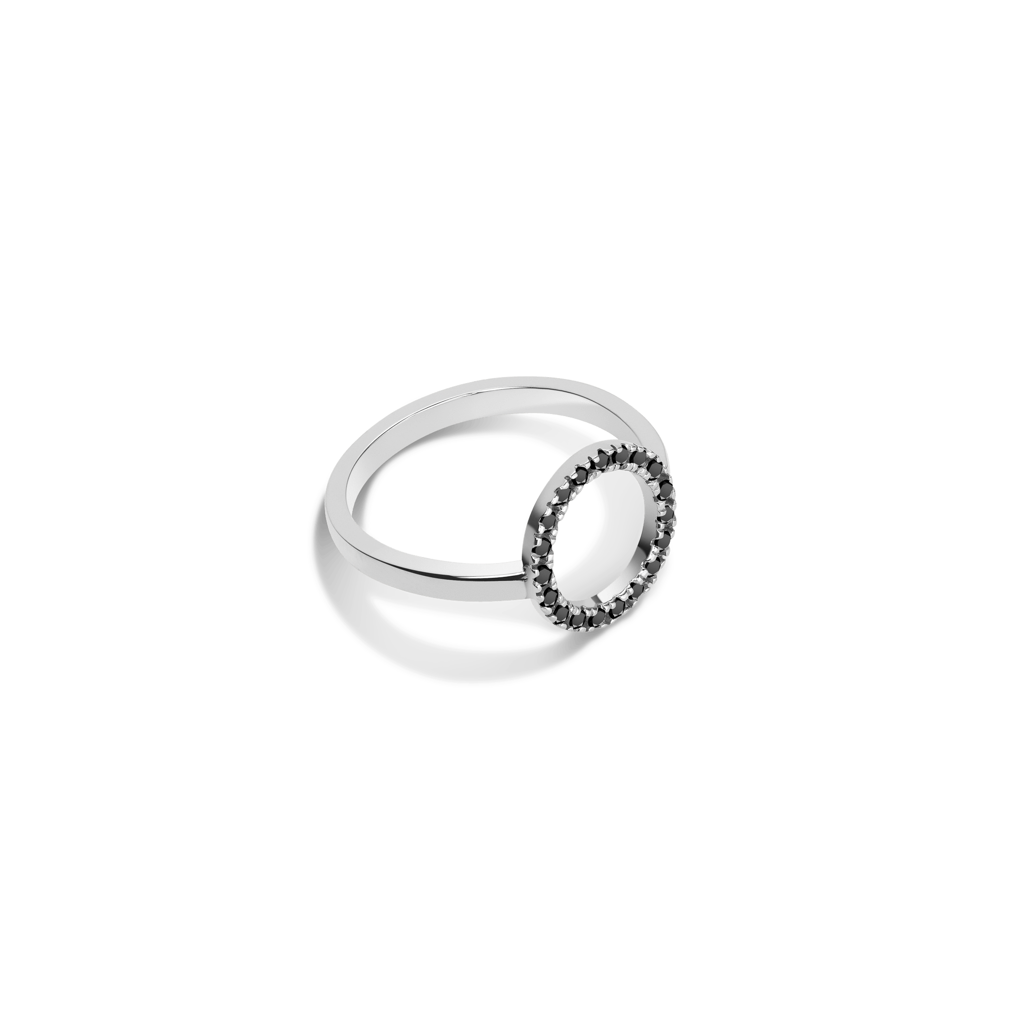 Diamond Circle Ring  Sterling Silver White Gold Vermeil 14k White Gold 18k White Gold Black Diamonds Laid down