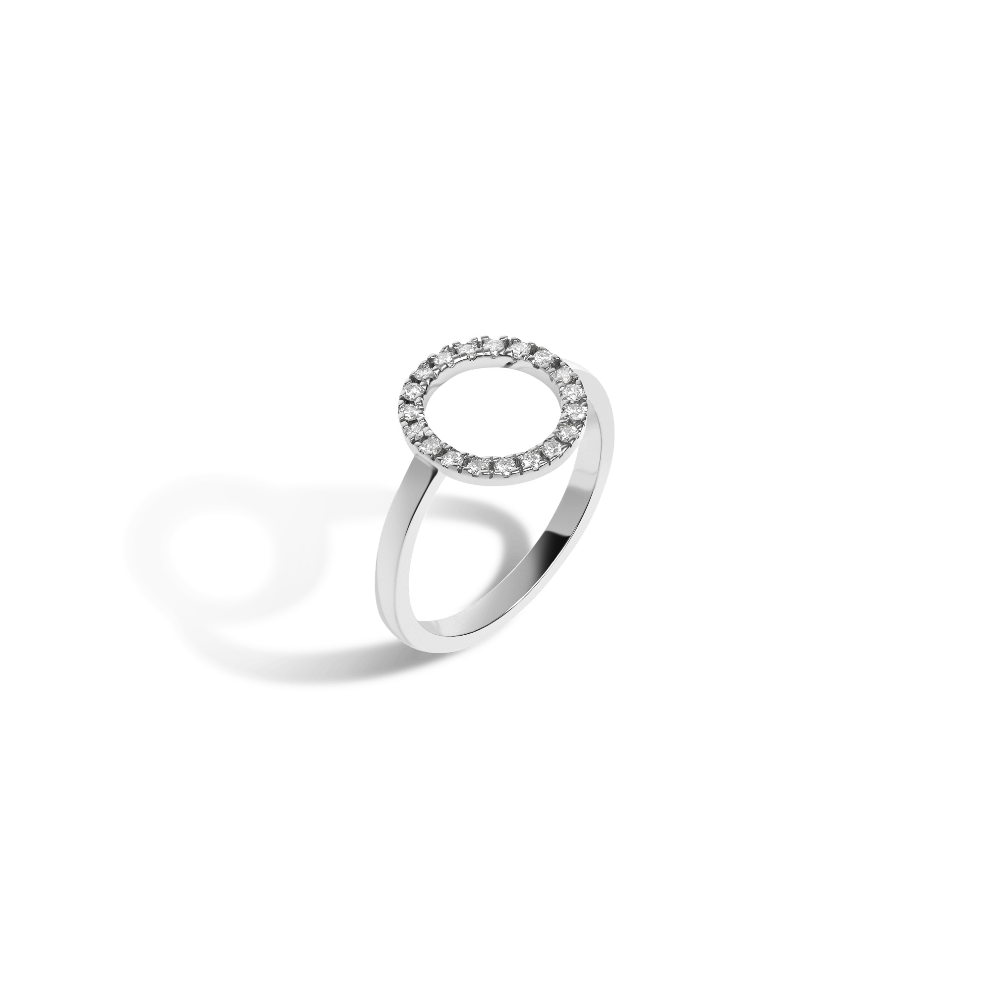 Diamond Circle Ring  Sterling Silver White Gold Vermeil 14k White Gold 18k White Gold White Diamonds Half Side   Front First