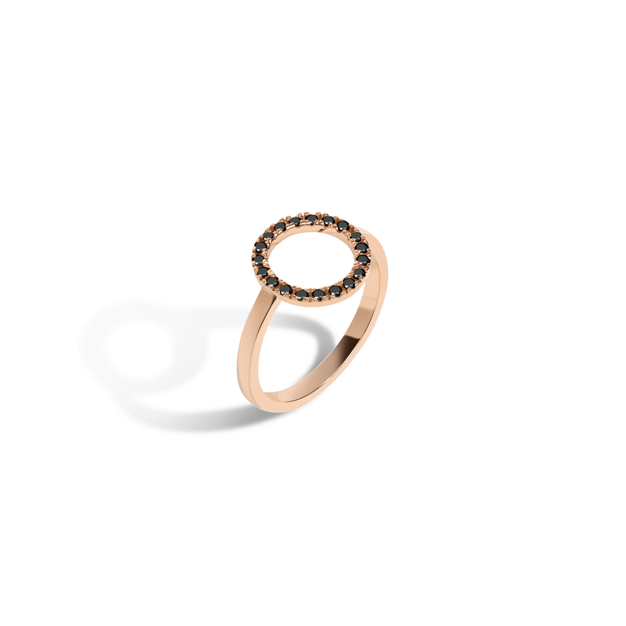 Diamond Circle Ring  Rose Gold Vermeil 14k Rose Gold 18k Rose Gold Black Diamonds Half Side   Front First