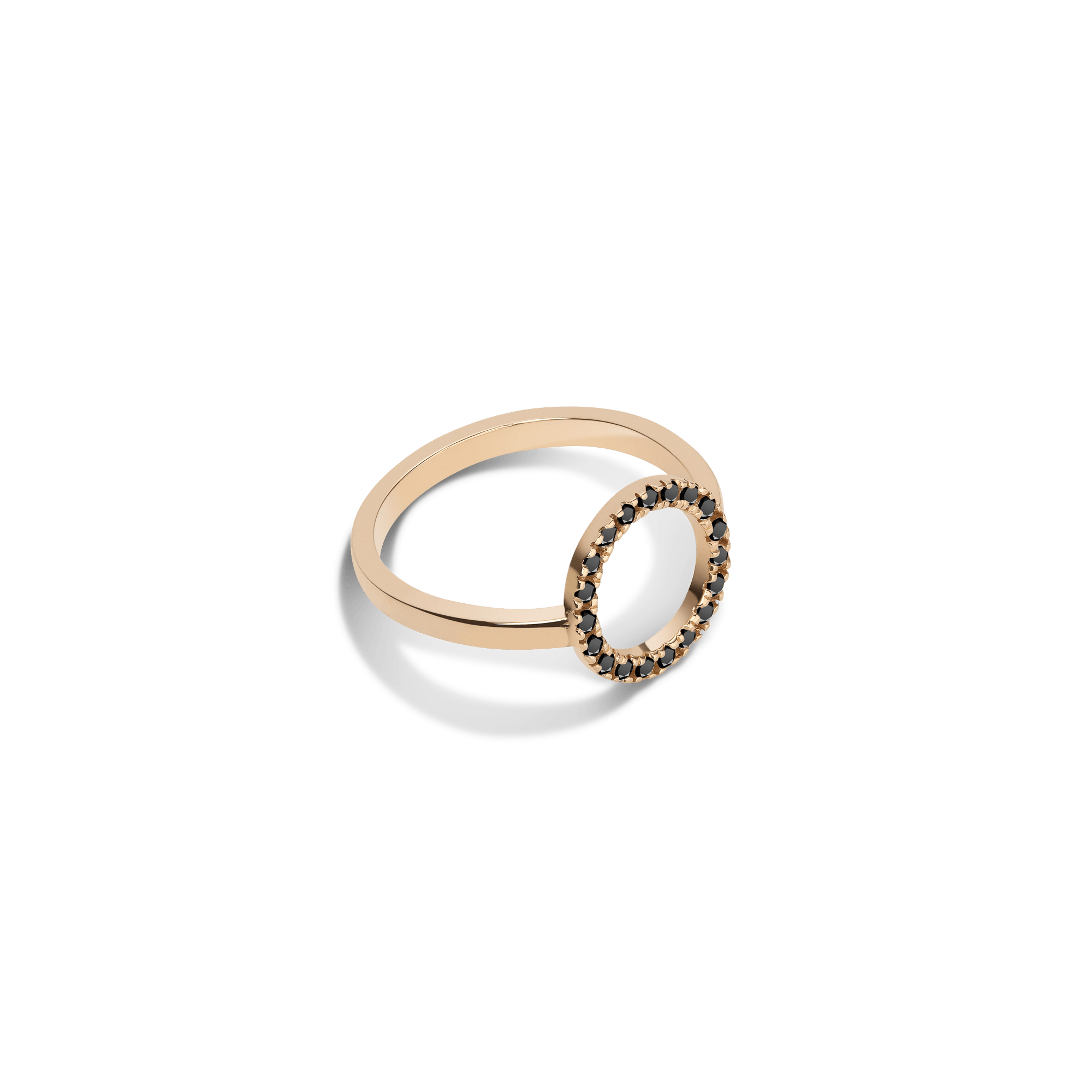 Diamond Circle Ring  Yellow Gold Vermeil 14k Yellow Gold 18k Yellow Gold Black Diamonds Laid down