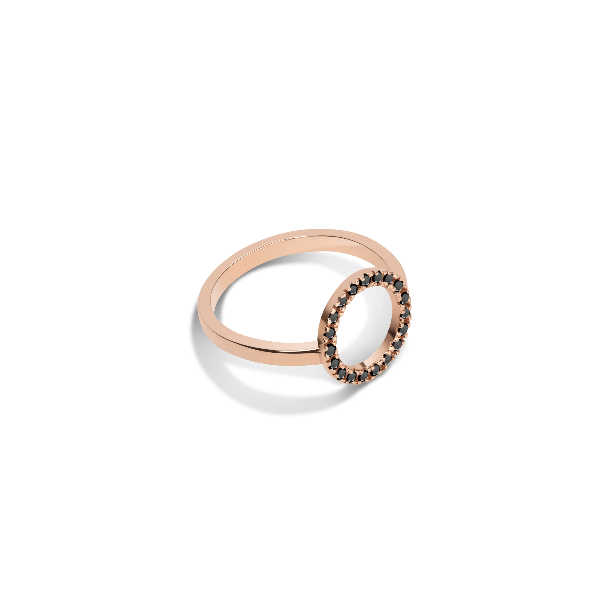 Diamond Circle Ring  Rose Gold Vermeil 14k Rose Gold 18k Rose Gold Black Diamonds Laid down