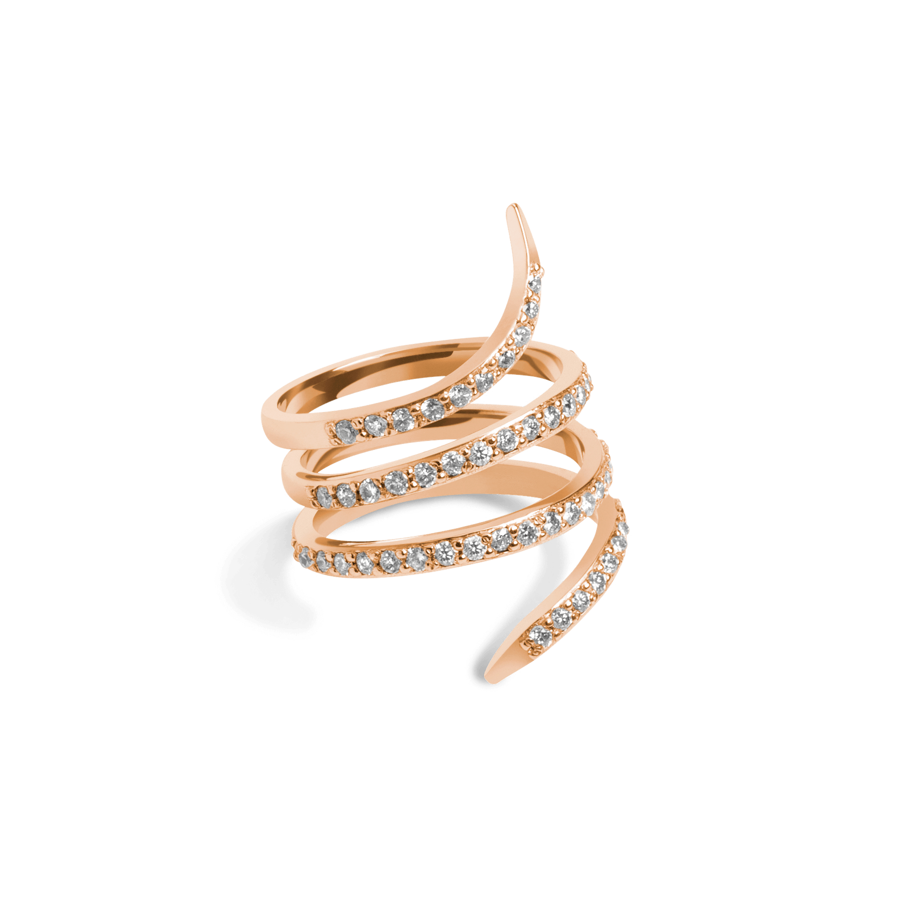 Diamond Snake Ring  Rose Gold Vermeil 14k Rose Gold 18k Rose Gold White Diamonds Half Side