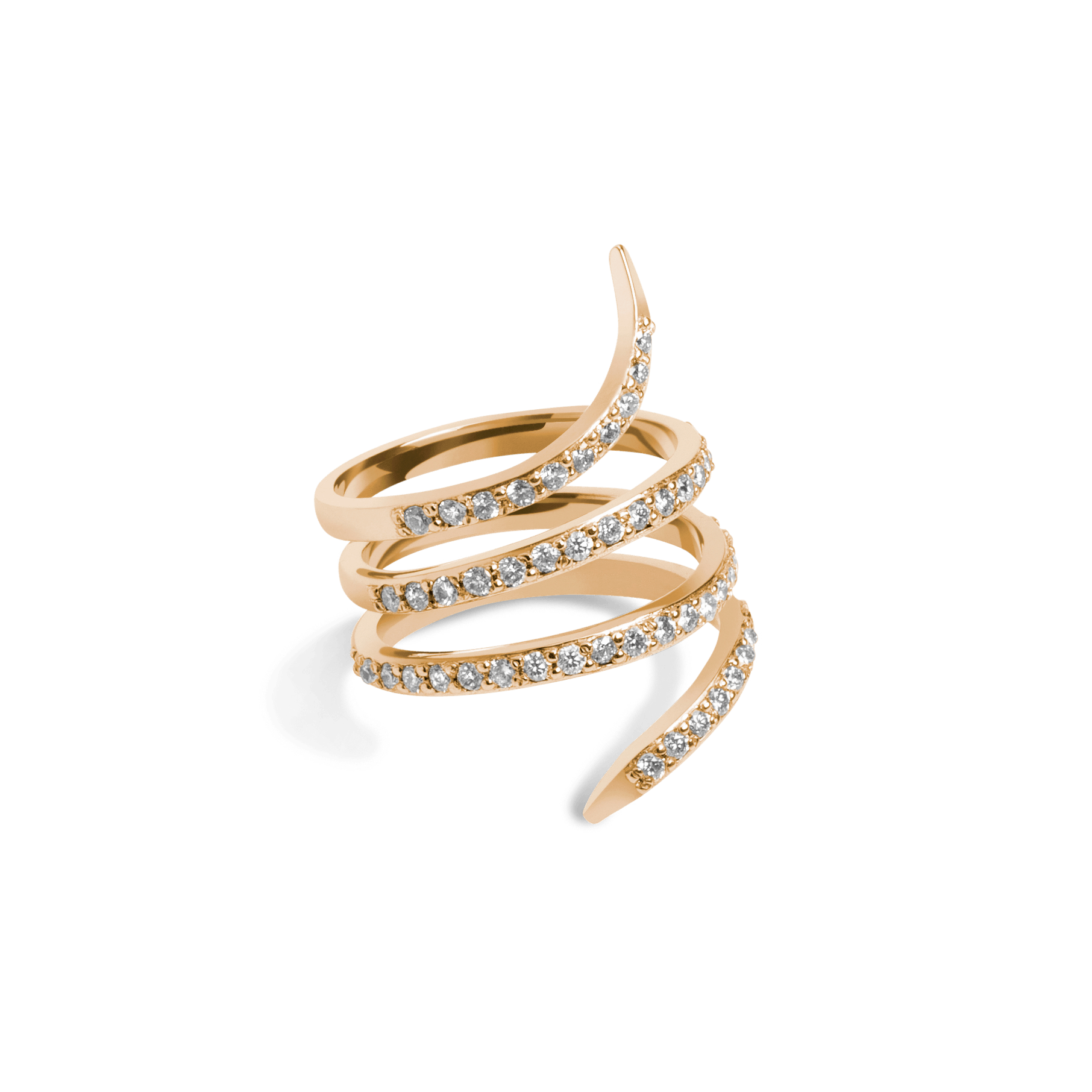 Diamond Snake Ring  Yellow Gold Vermeil 14k Yellow Gold 18k Yellow Gold White Diamonds Half Side