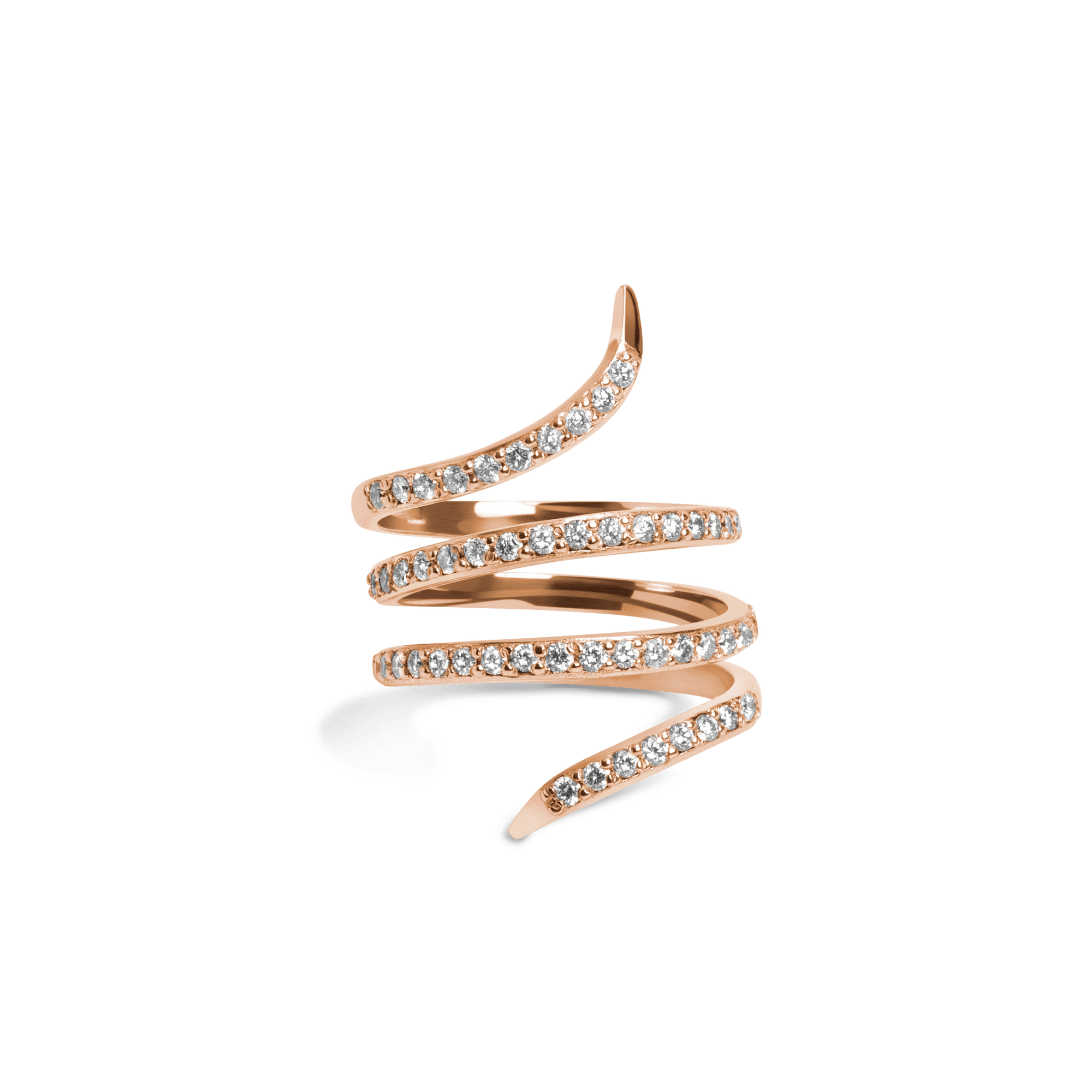 Diamond Snake Ring  Rose Gold Vermeil 14k Rose Gold 18k Rose Gold White Diamonds    Front First