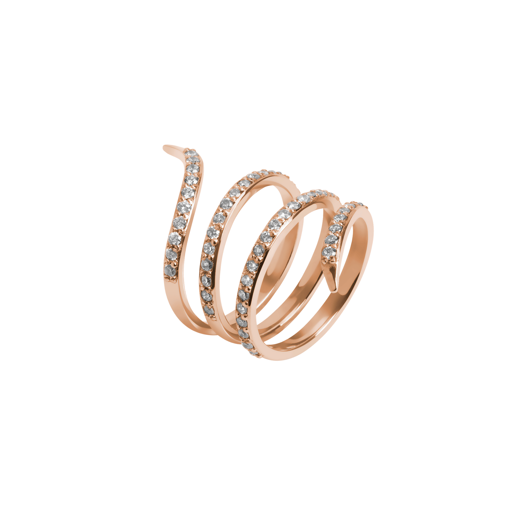 Diamond Snake Ring  Rose Gold Vermeil 14k Rose Gold 18k Rose Gold White Diamonds Laid down