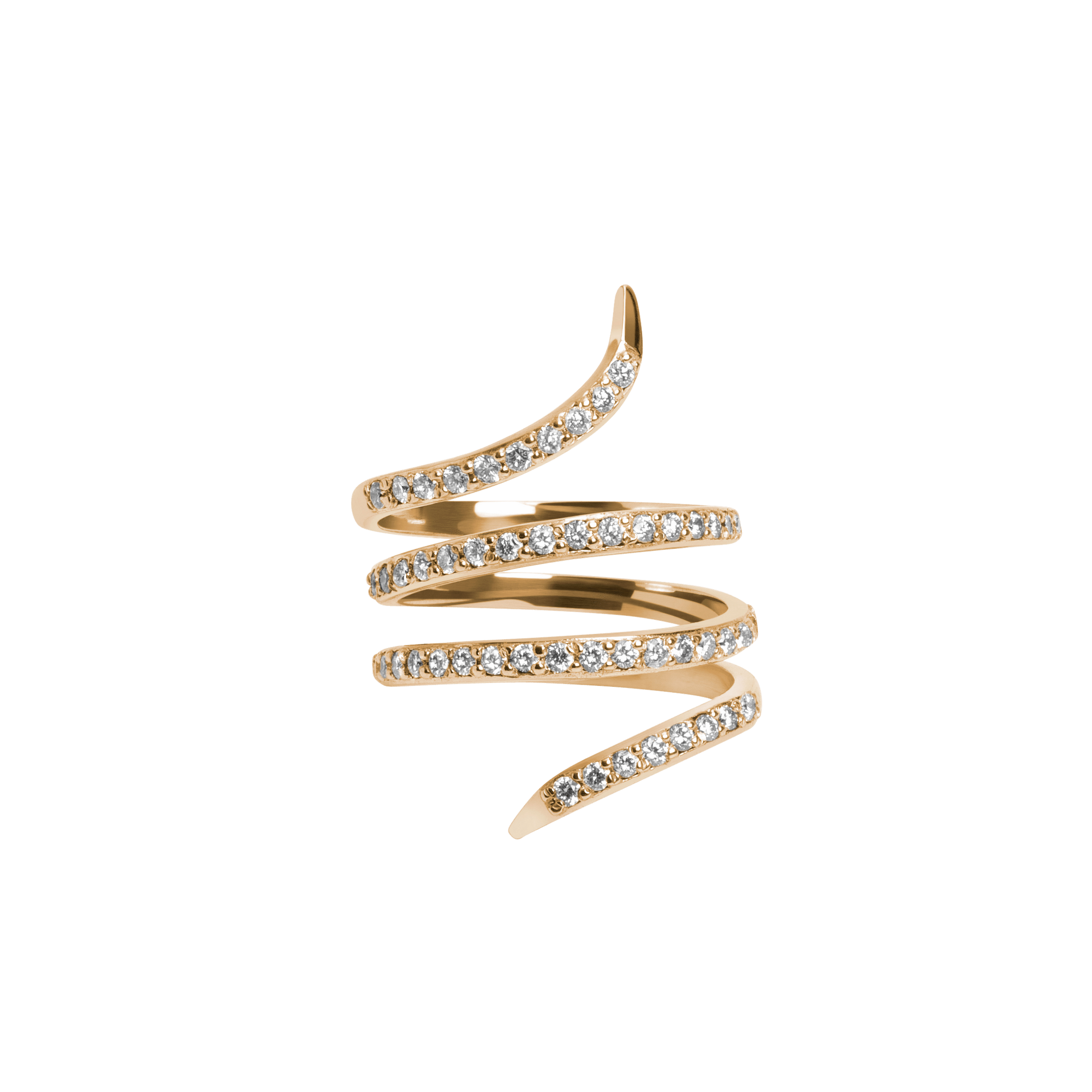 Diamond Snake Ring  Yellow Gold Vermeil 14k Yellow Gold 18k Yellow Gold White Diamonds    Front First