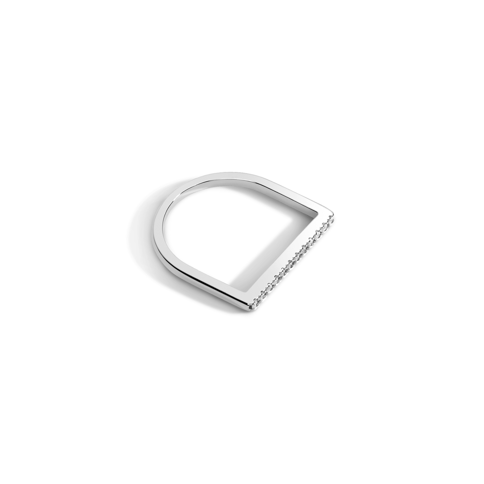 Diamond Bar Square Ring  Sterling Silver White Gold Vermeil 14k White Gold 18k White Gold White Diamonds Laid down