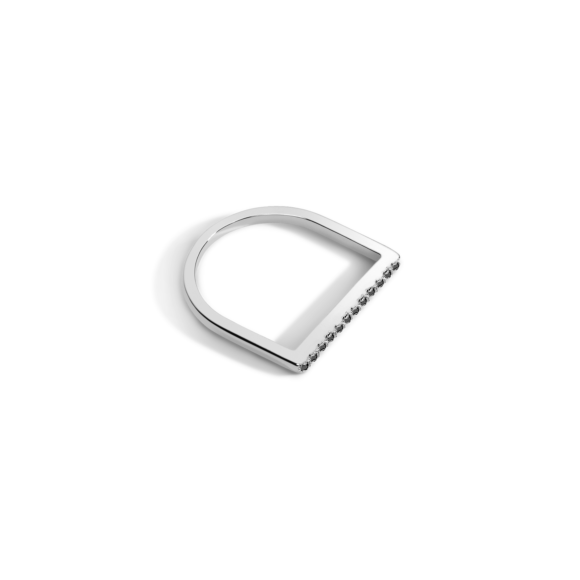Diamond Bar Square Ring  Sterling Silver White Gold Vermeil 14k White Gold 18k White Gold Black Diamonds Laid down