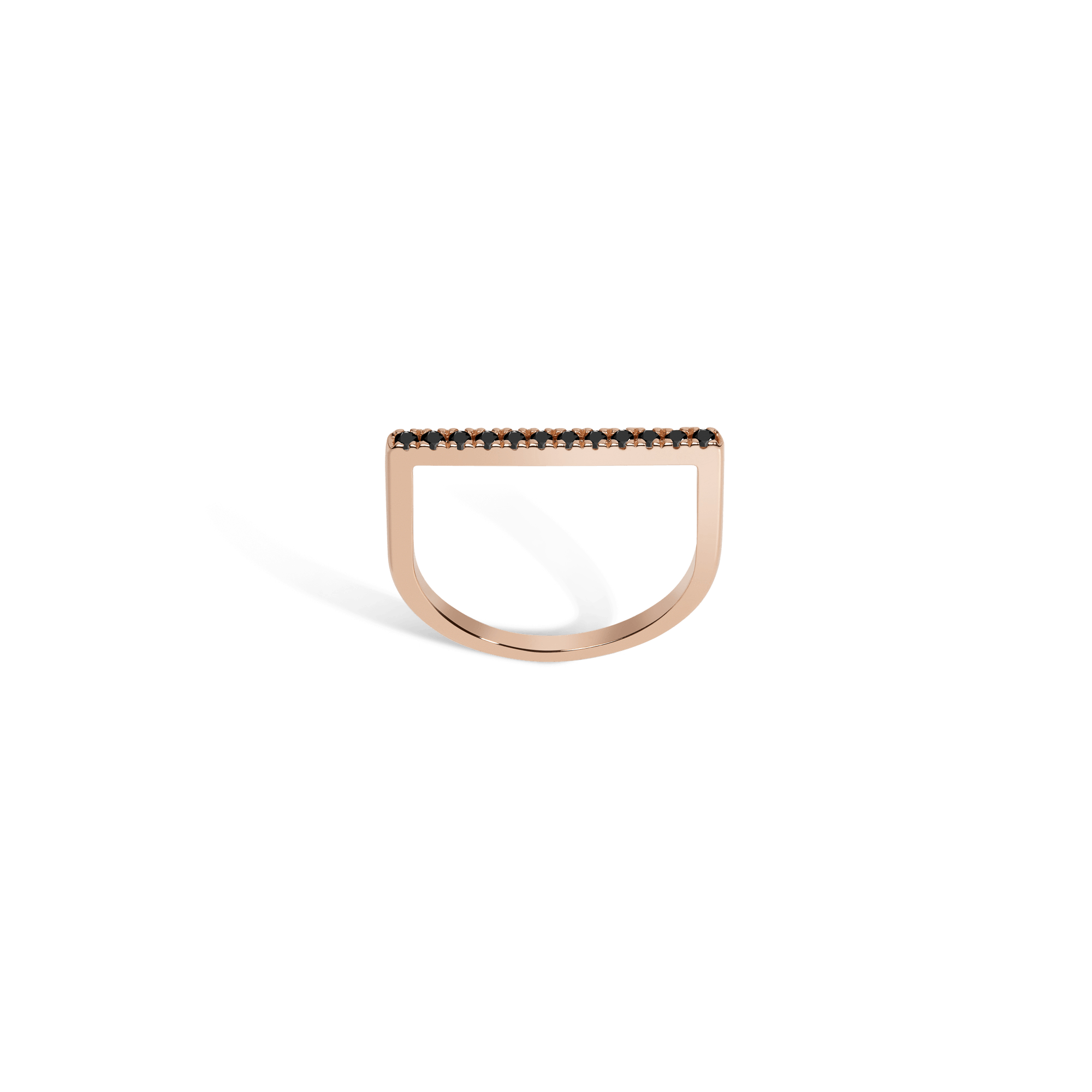 Diamond Bar Square Ring  Rose Gold Vermeil 14k Rose Gold 18k Rose Gold Black Diamonds    Front First