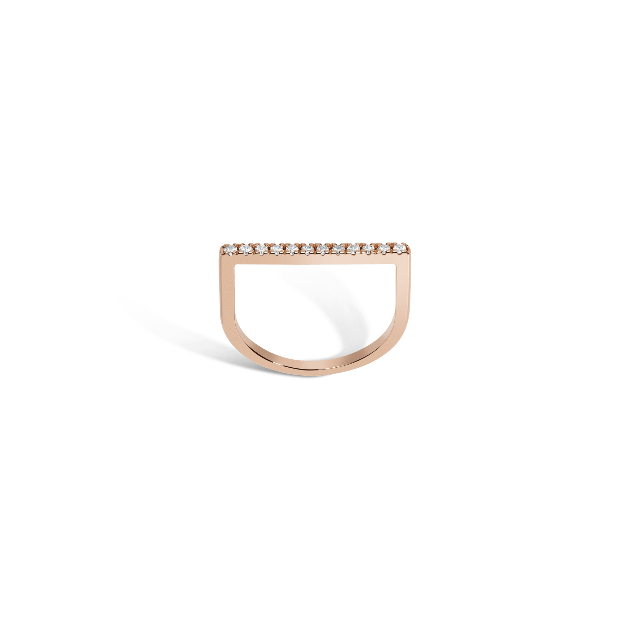 Diamond Bar Square Ring  Rose Gold Vermeil 14k Rose Gold 18k Rose Gold White Diamonds First