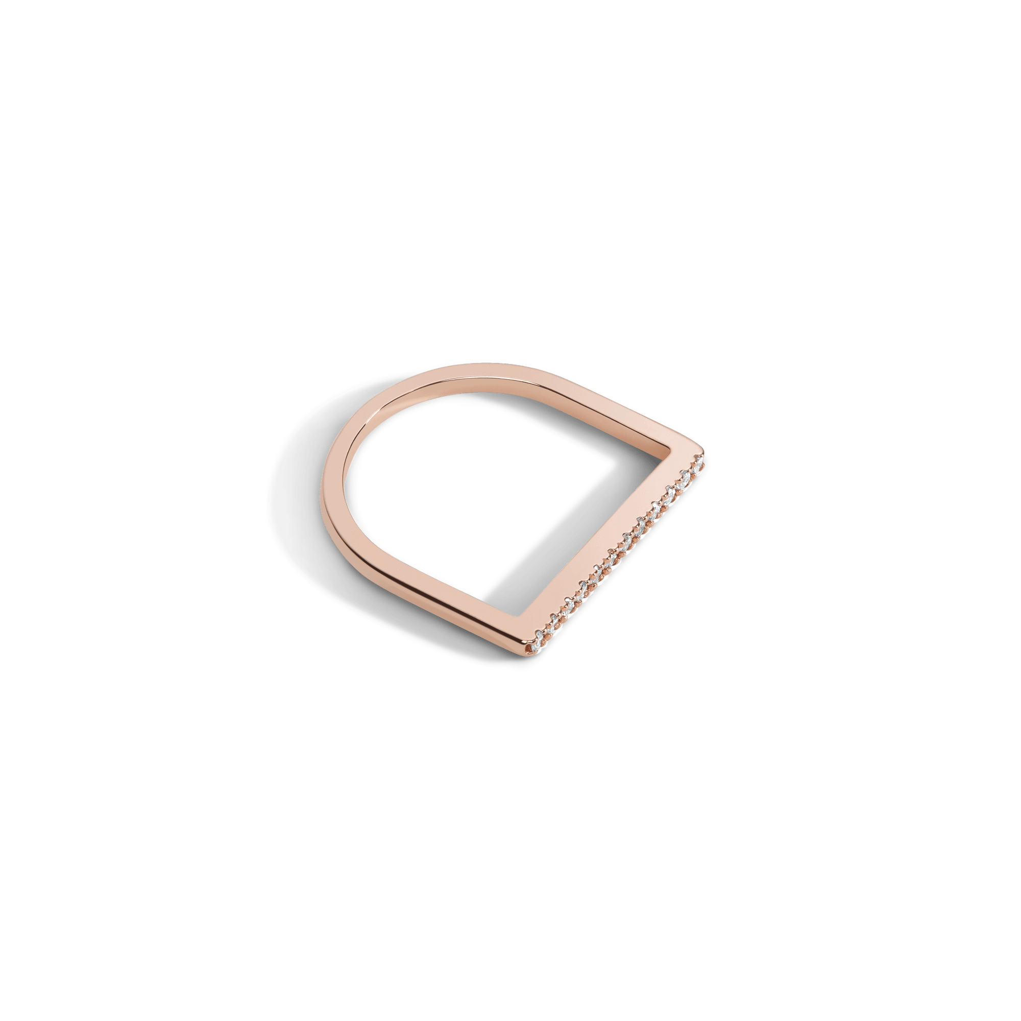 Diamond Bar Square Ring  Rose Gold Vermeil 14k Rose Gold 18k Rose Gold White Diamonds Laid down