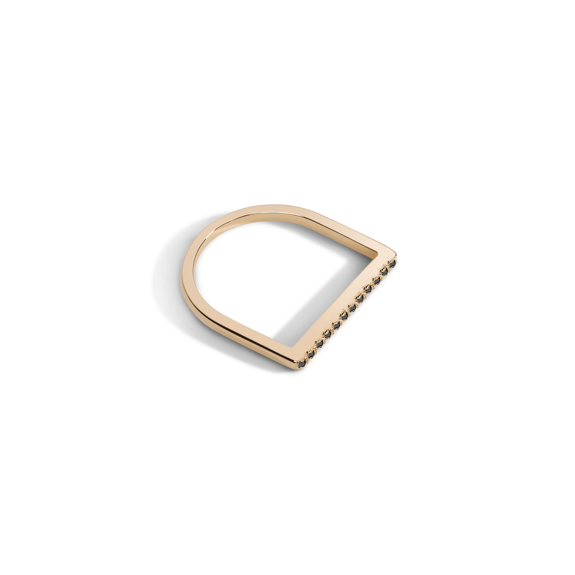 Diamond Bar Square Ring  Yellow Gold Vermeil 14k Yellow Gold 18k Yellow Gold Black Diamonds Laid down