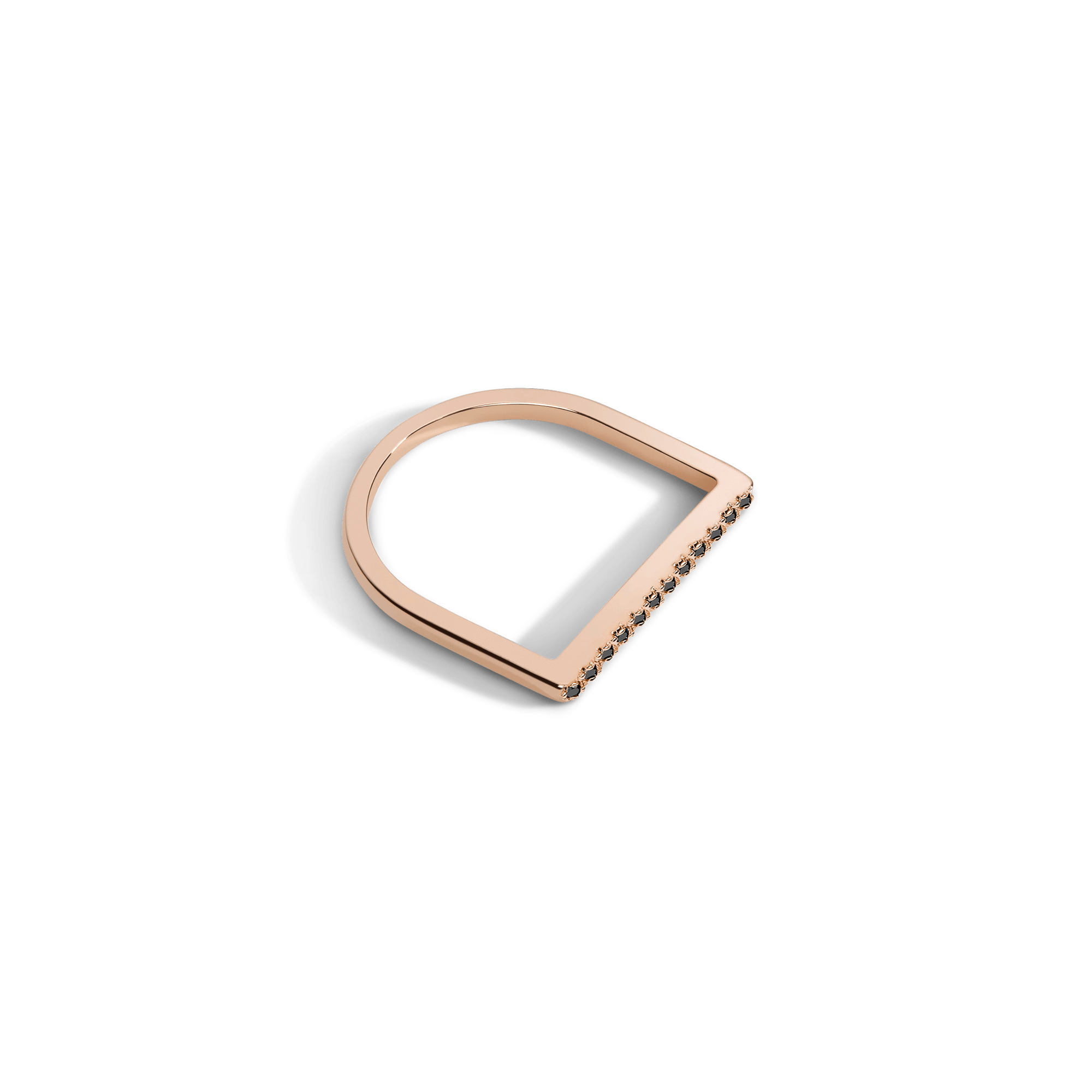 Diamond Bar Square Ring  Rose Gold Vermeil 14k Rose Gold 18k Rose Gold Black Diamonds Laid down