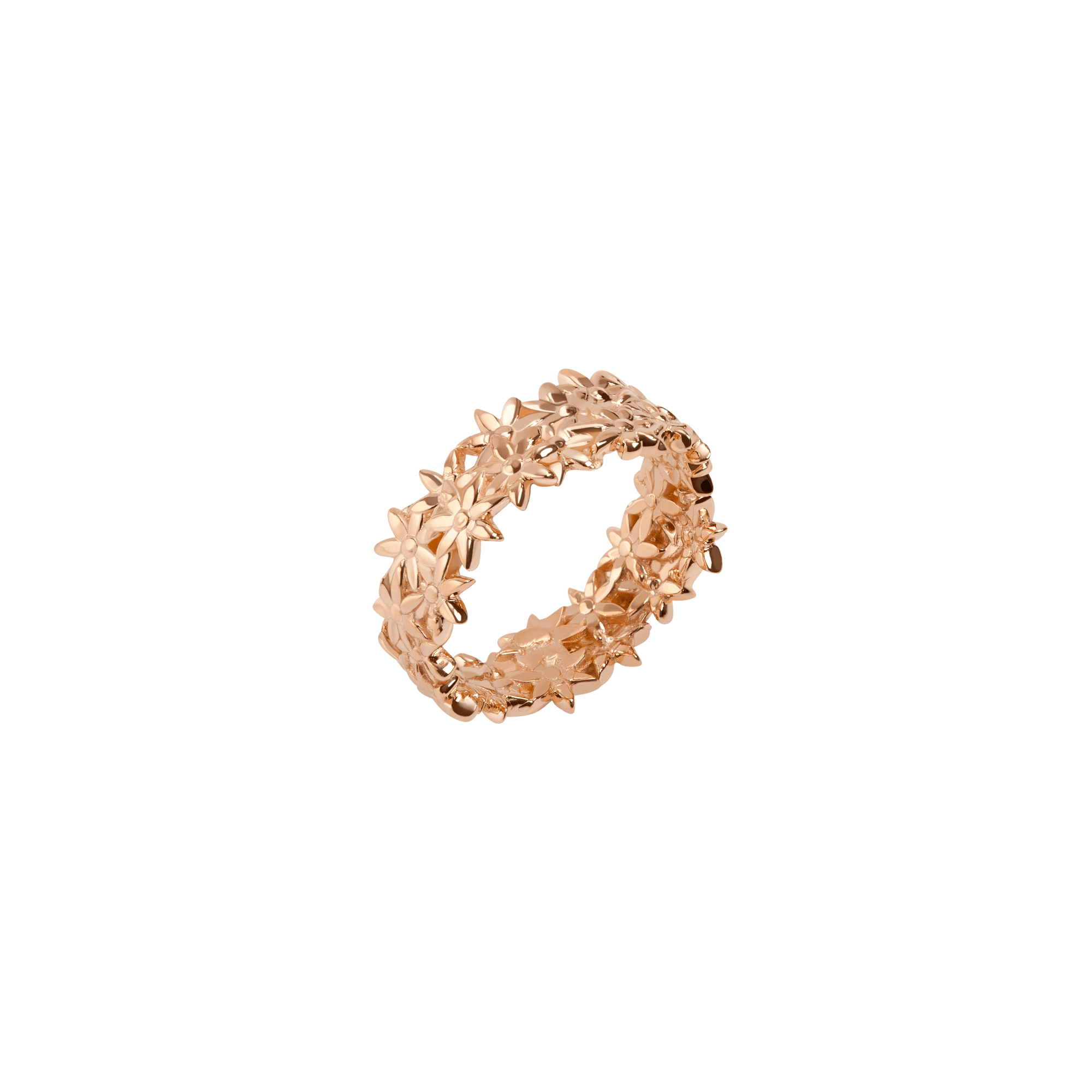 Flower Ring Closed Rose Gold Vermeil 14k Rose Gold 18k Rose Gold Half Side    Front First