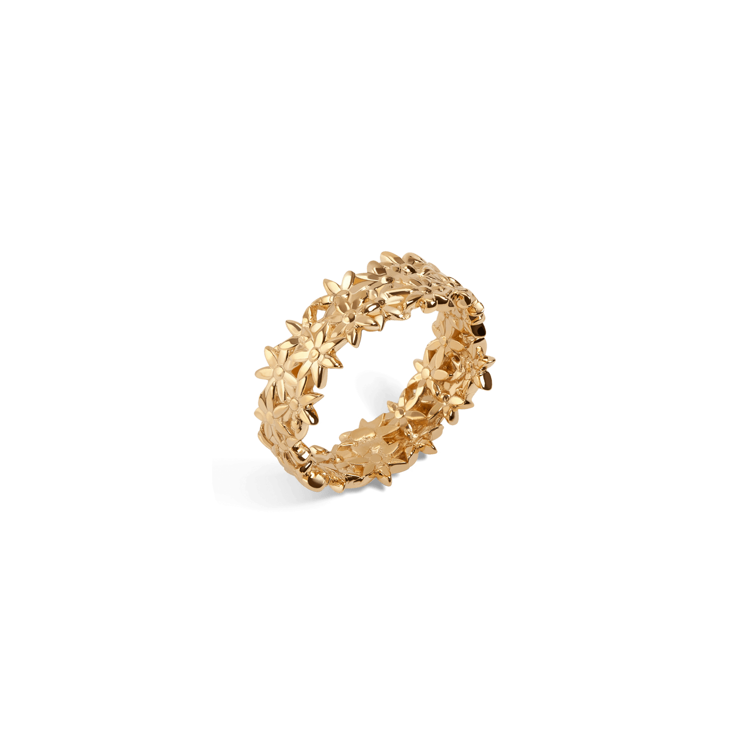 Flower Ring Closed Yellow Gold Vermeil 14k Yellow Gold 18k Yellow Gold Half Side     Front First