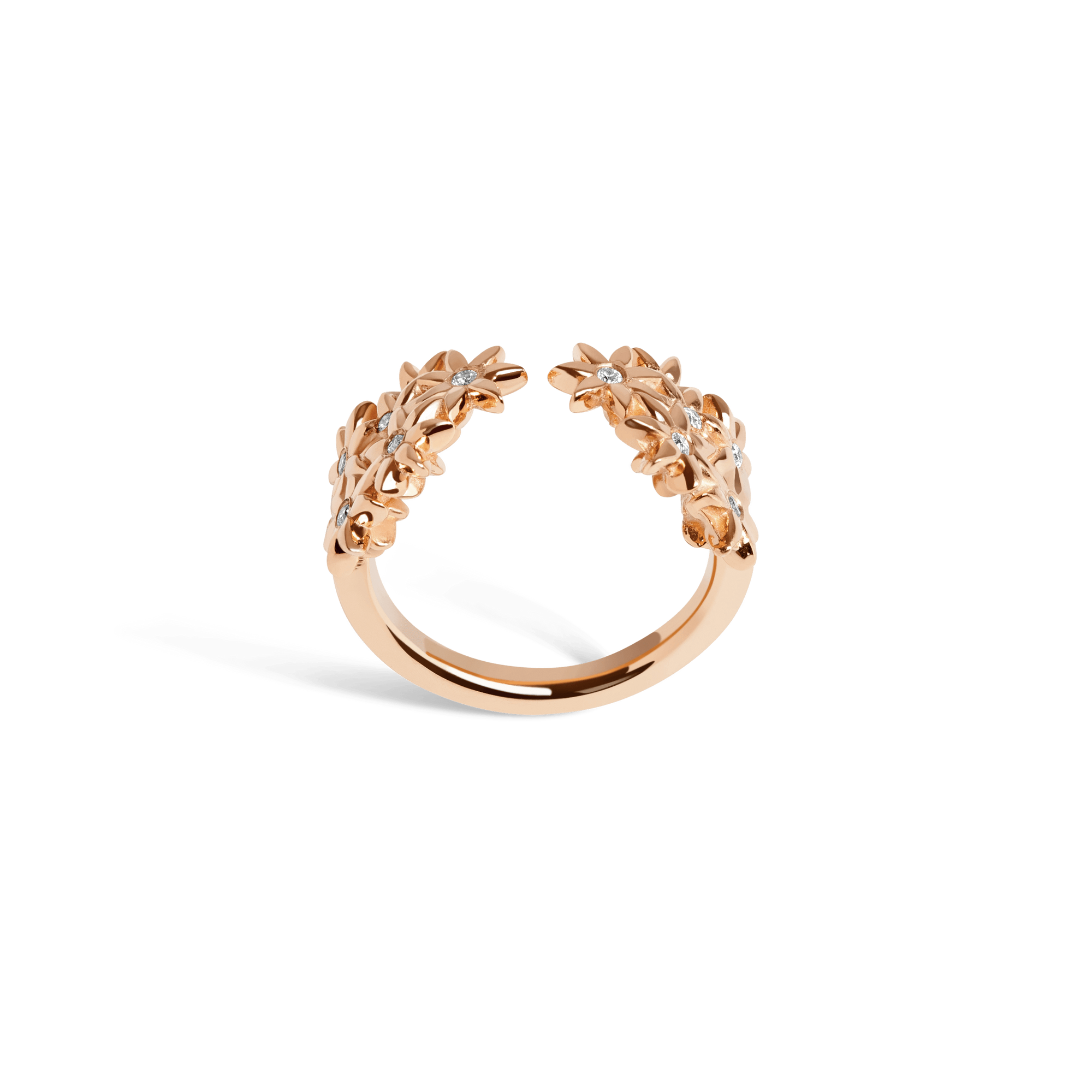 Flower Ring Open with Diamonds Rose Gold Vermeil 14k Rose Gold 18k Rose Gold White Diamonds