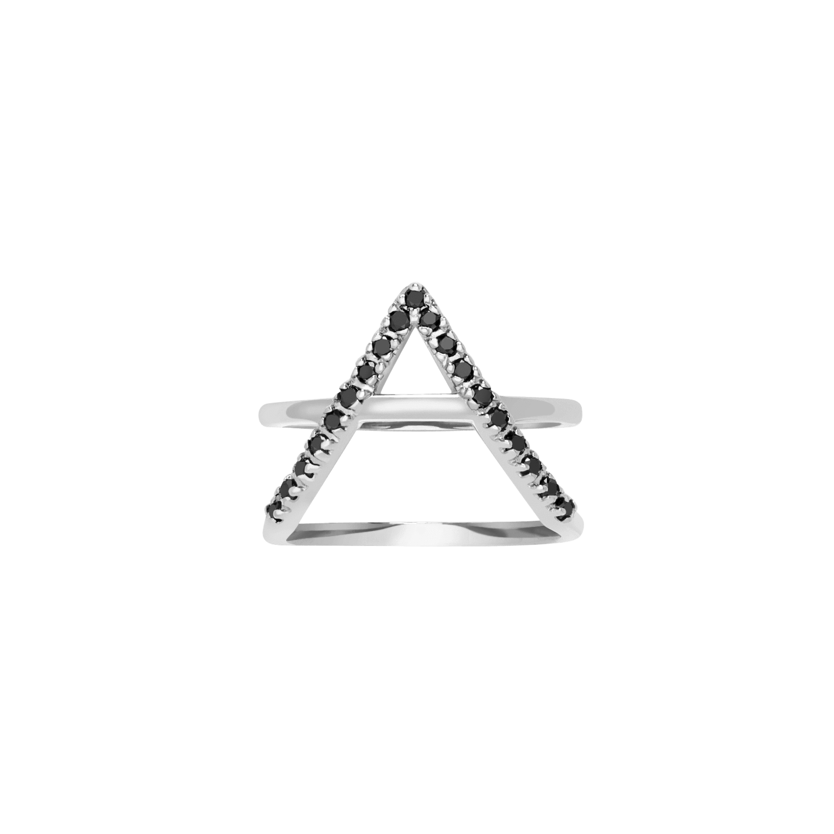 Icon Ring  Sterling Silver White Gold Vermeil 14k White Gold 18k White Gold Black Diamonds Laid down   Front First