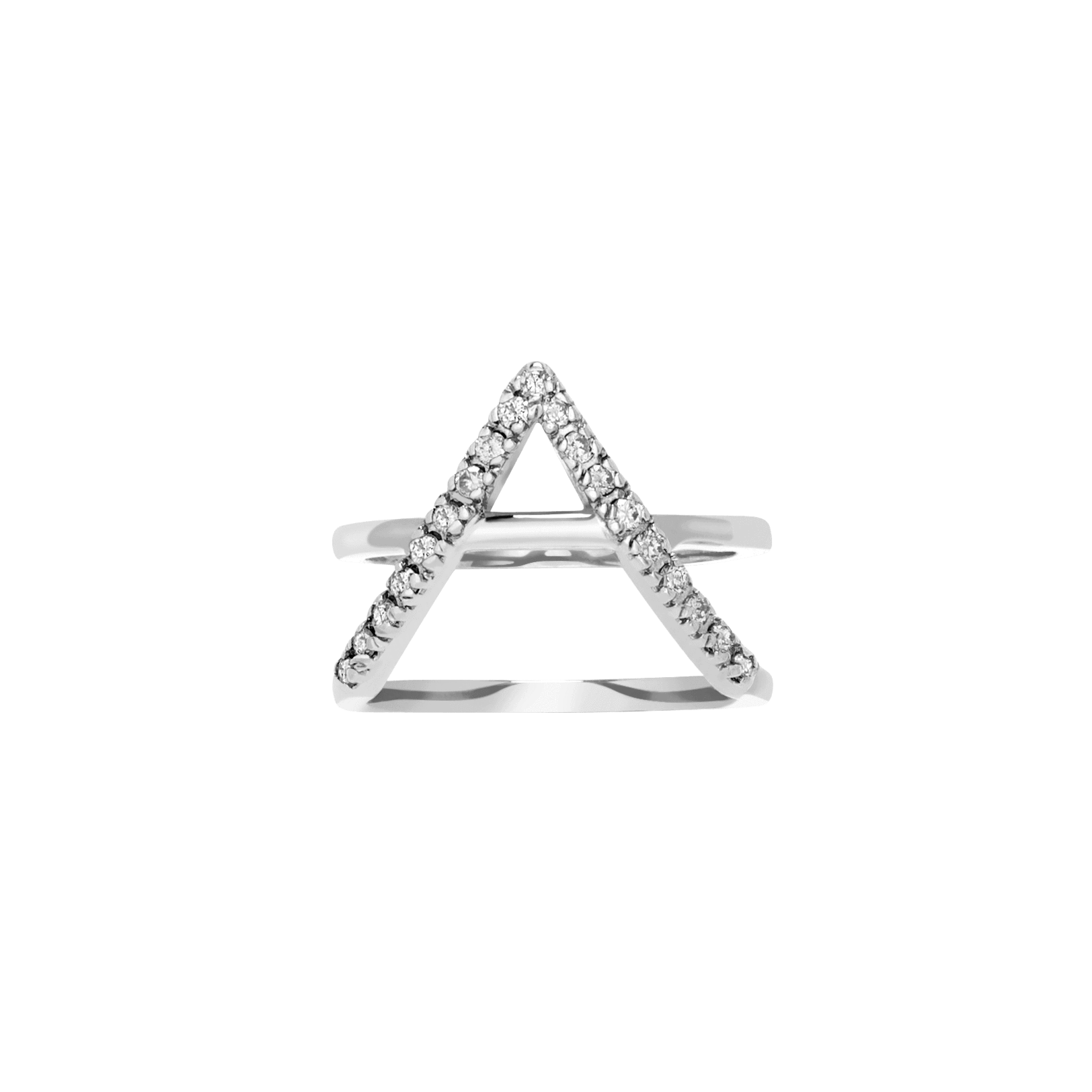 Icon Ring  Sterling Silver White Gold Vermeil 14k White Gold 18k White Gold White Diamonds Laid down   Front First