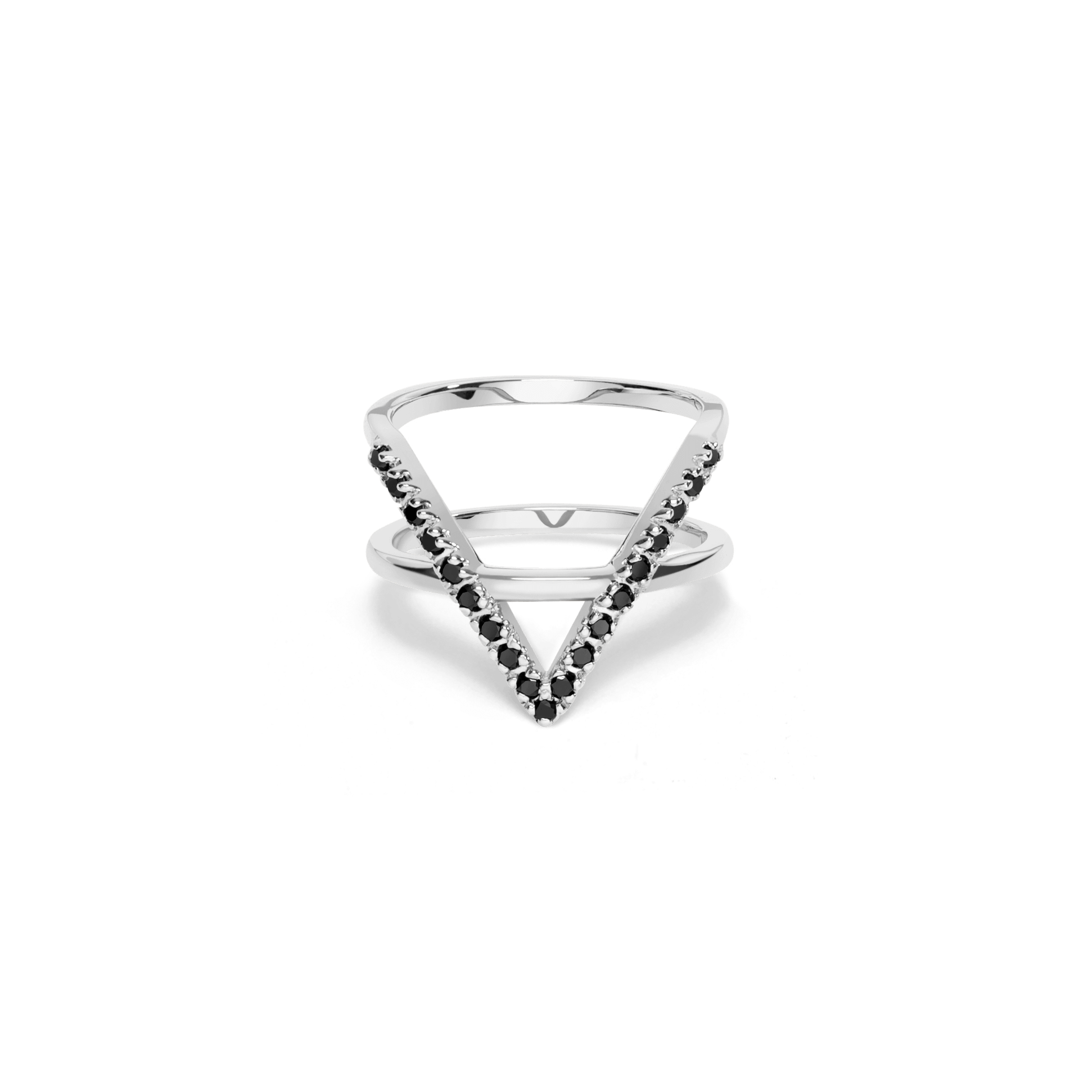 Icon Ring  Sterling Silver White Gold Vermeil 14k White Gold 18k White Gold Black Diamonds