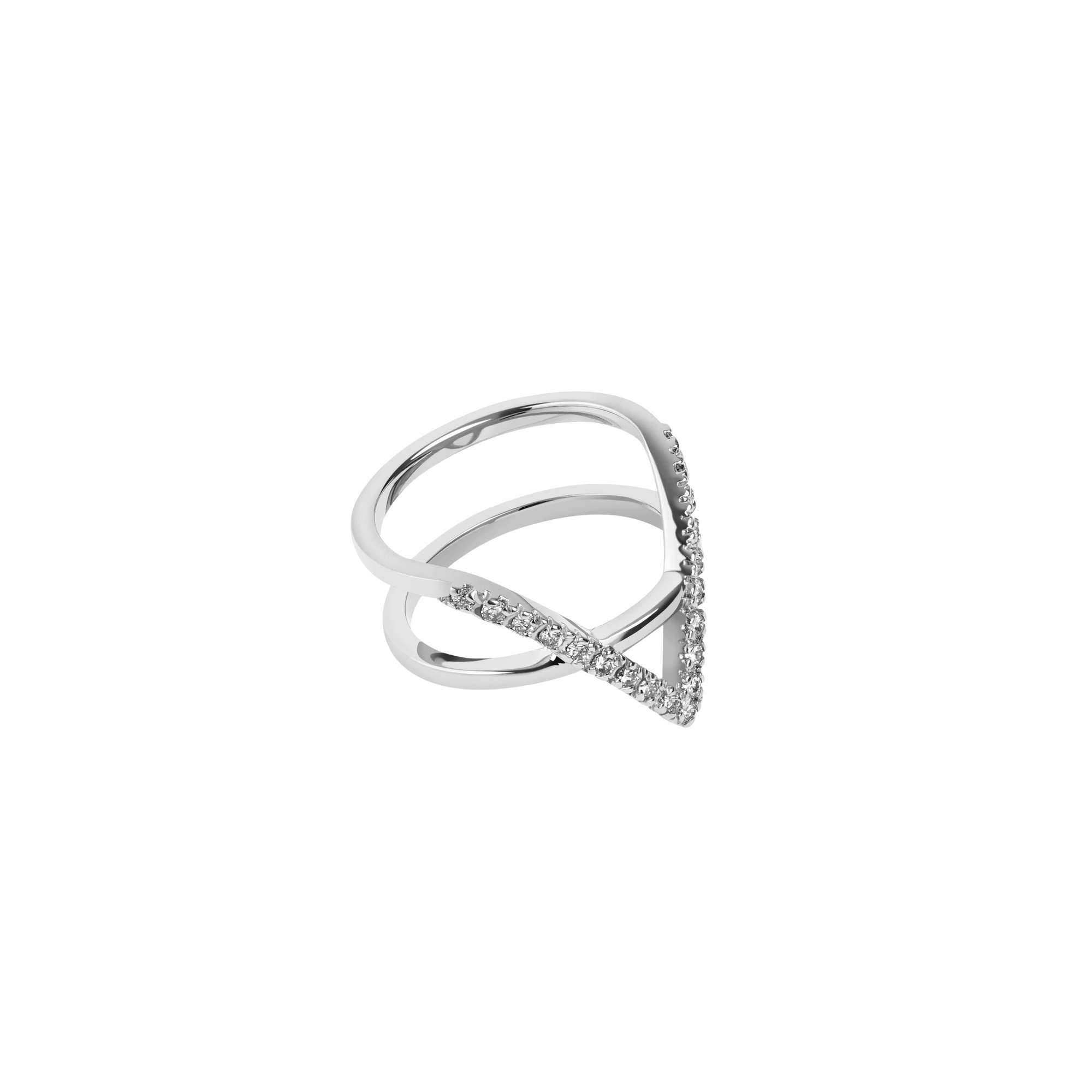 Icon Ring  Sterling Silver White Gold Vermeil 14k White Gold 18k White Gold White Diamonds Half Side