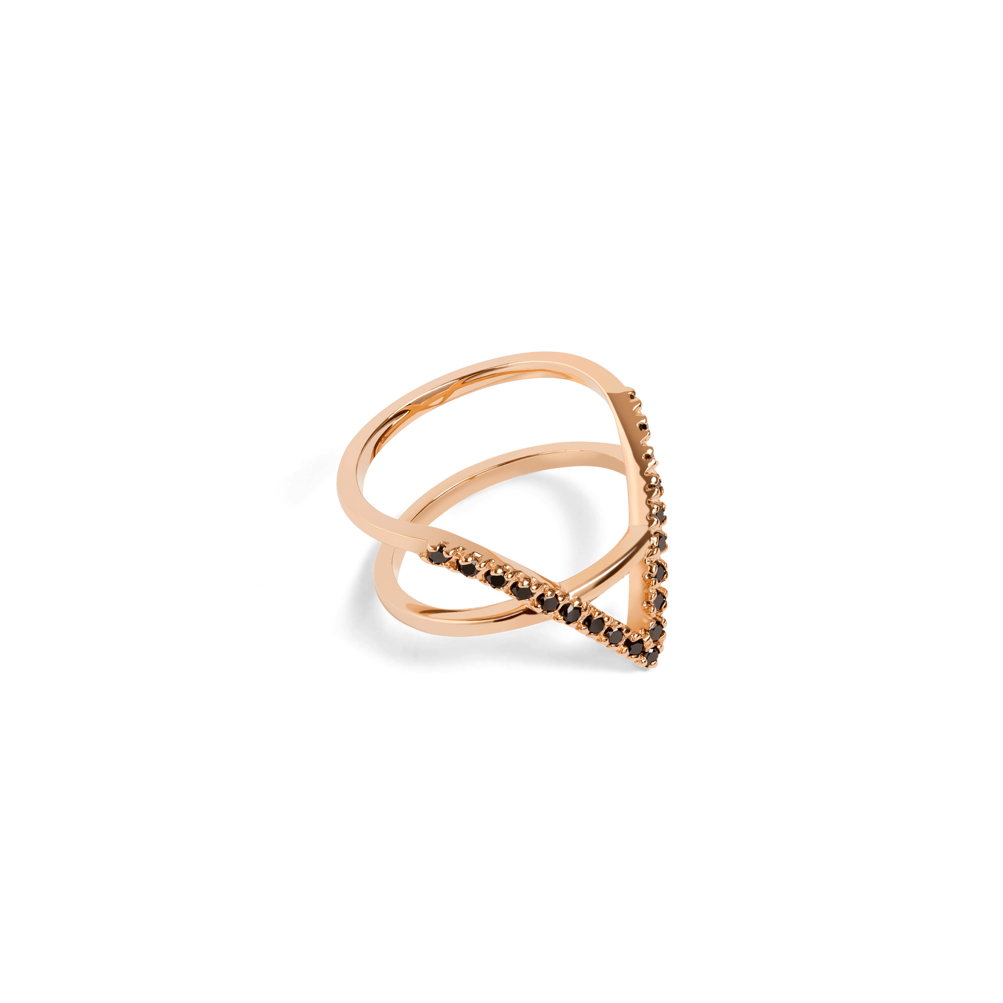 Icon Ring  Rose Gold Vermeil 14k Rose Gold 18k Rose Gold Black Diamonds Half Side