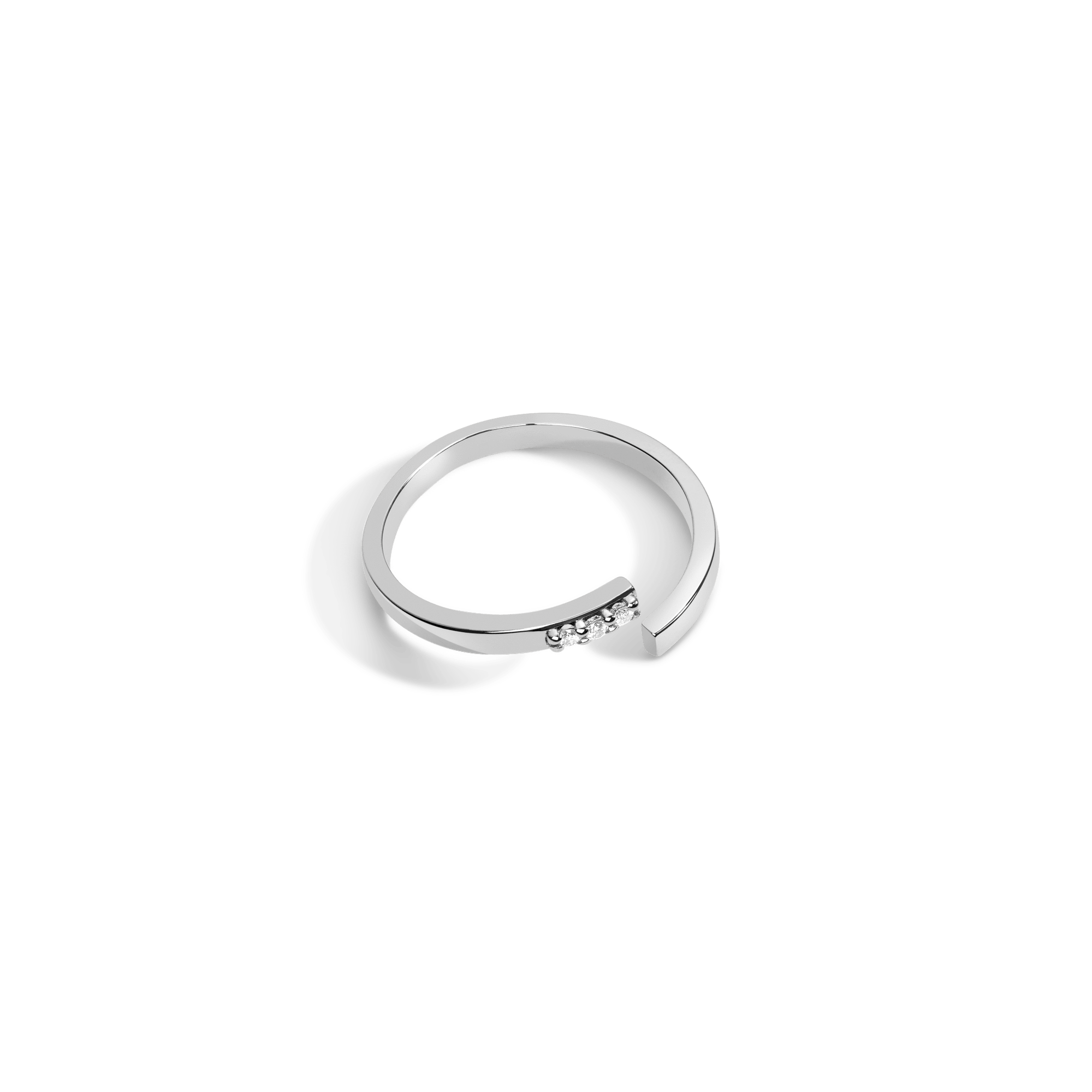 Mini Wraparound Ring  Sterling Silver White Gold Vermeil 14k White Gold 18k White Gold White Diamonds Laid down