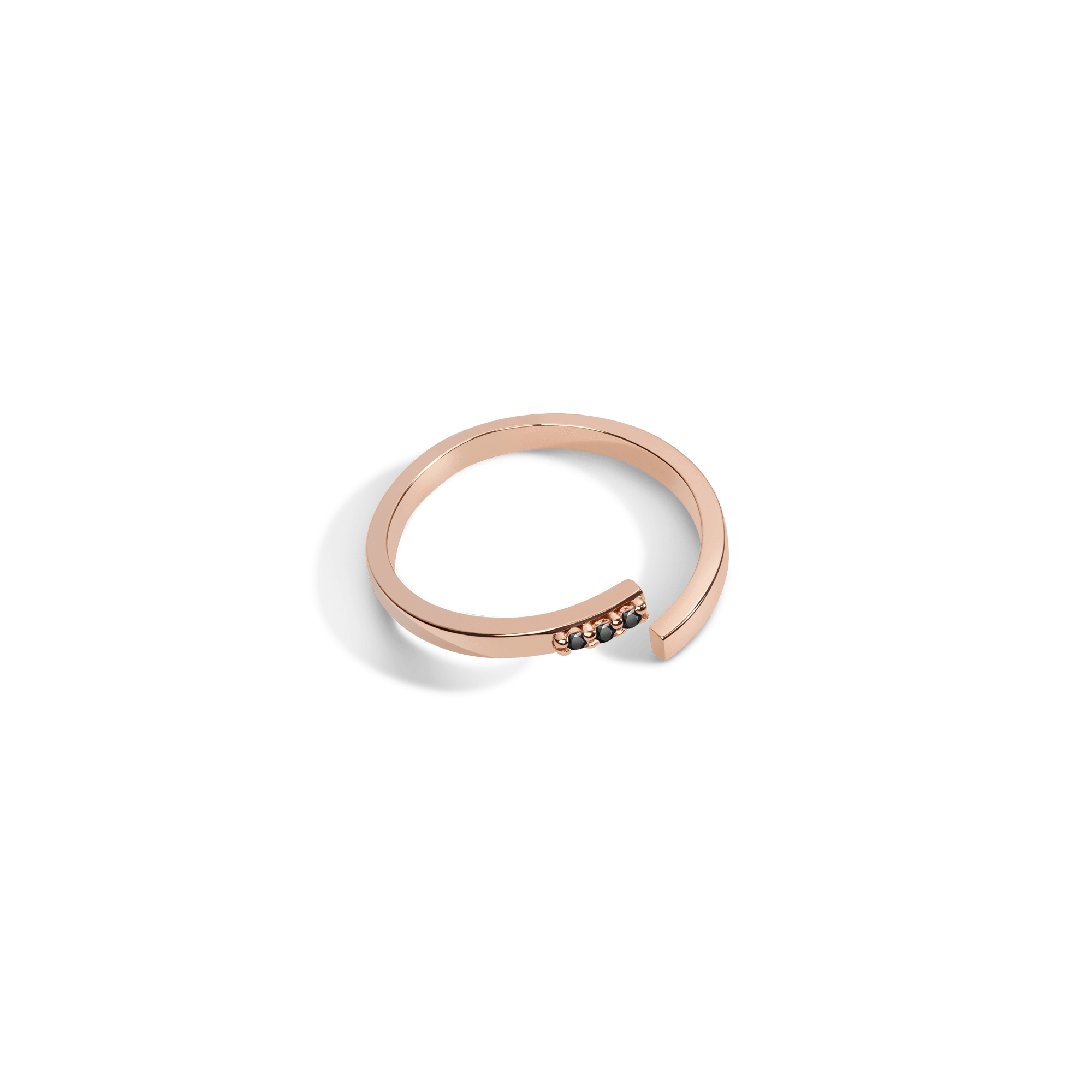 Mini Wraparound Ring  Rose Gold Vermeil 14k Rose Gold 18k Rose Gold Black Diamonds Laid down