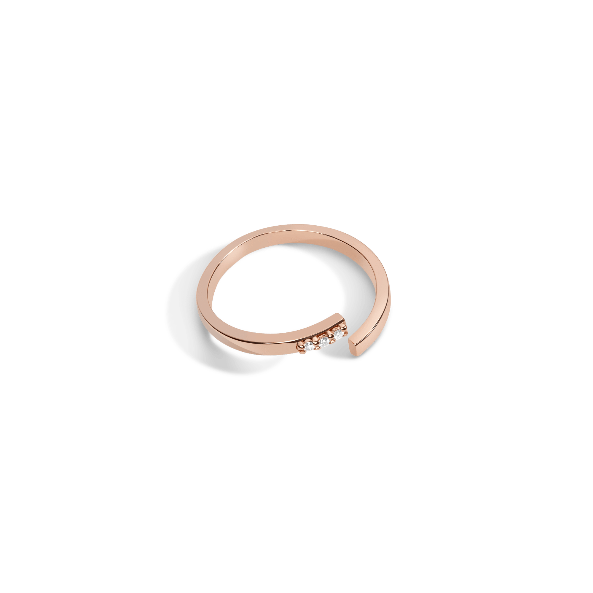 Mini Wraparound Ring  Rose Gold Vermeil 14k Rose Gold 18k Rose Gold White Diamonds Laid down