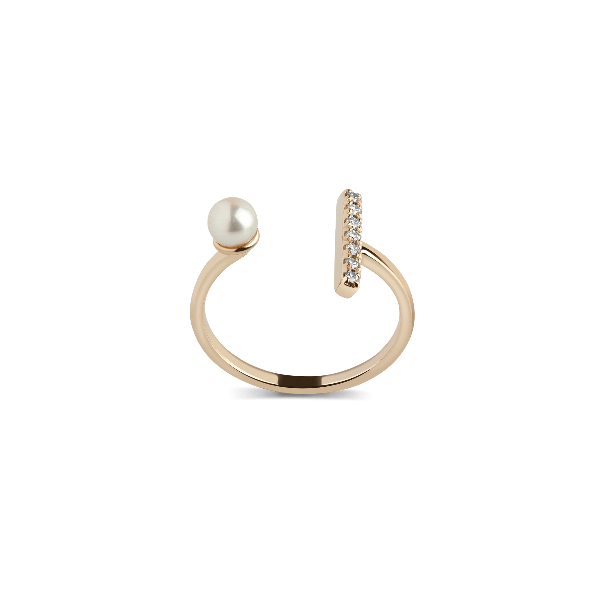 Open Pearl Ring  Yellow Gold Vermeil 14k Yellow Gold 18k Yellow Gold White Diamonds    Front First