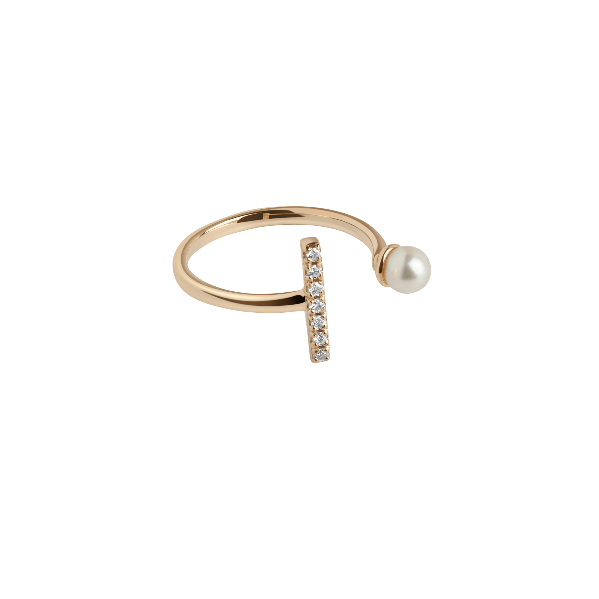 Open Pearl Ring  Yellow Gold Vermeil 14k Yellow Gold 18k Yellow Gold White Diamonds Laid down