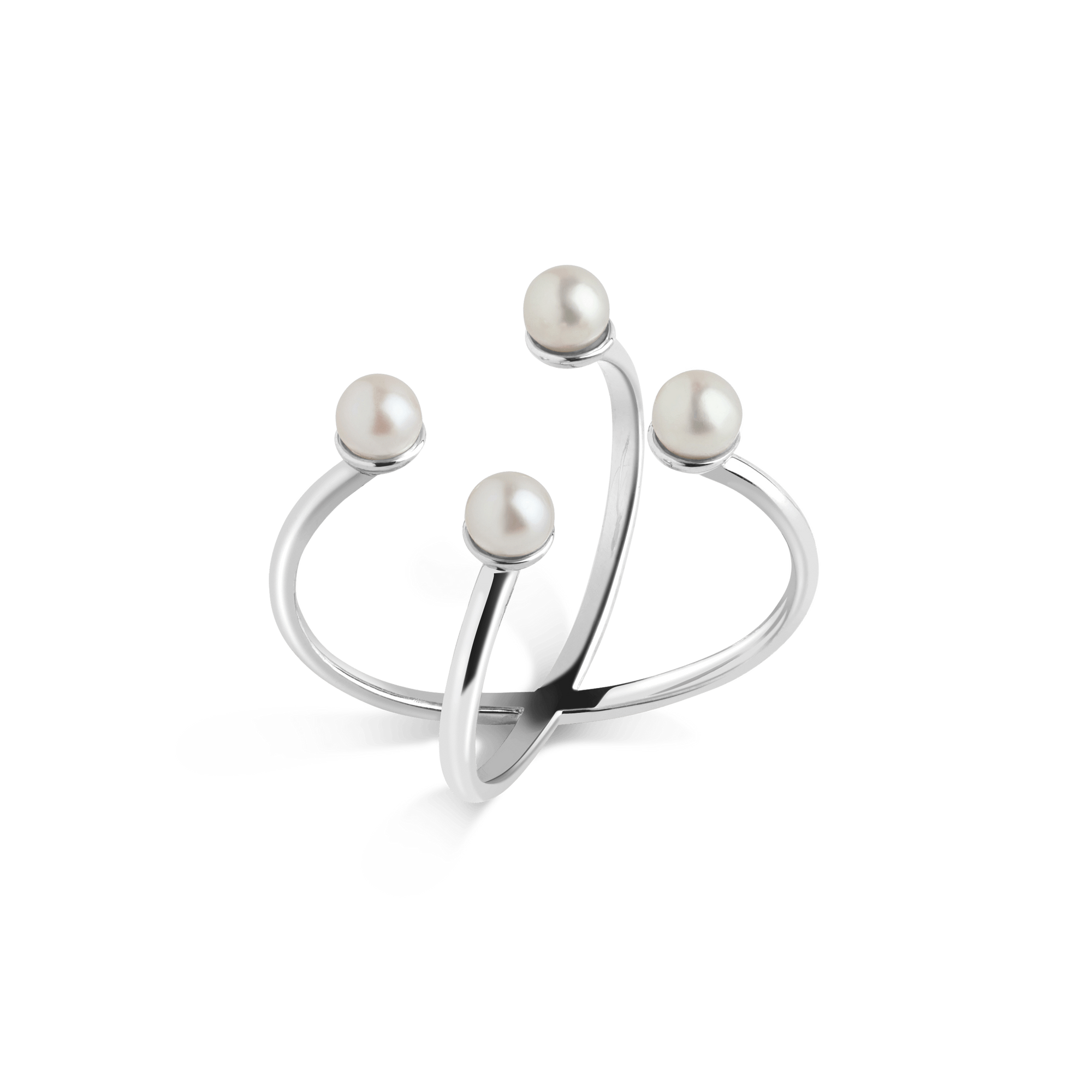Quadripearl Ring Sterling Silver White Gold Vermeil 14k White Gold 18k White Gold Half Side First
