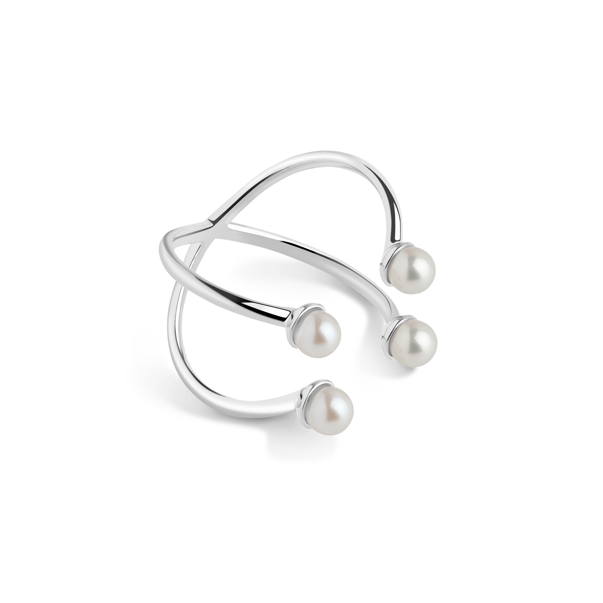 Quadripearl Ring Sterling Silver White Gold Vermeil 14k White Gold 18k White Gold Side