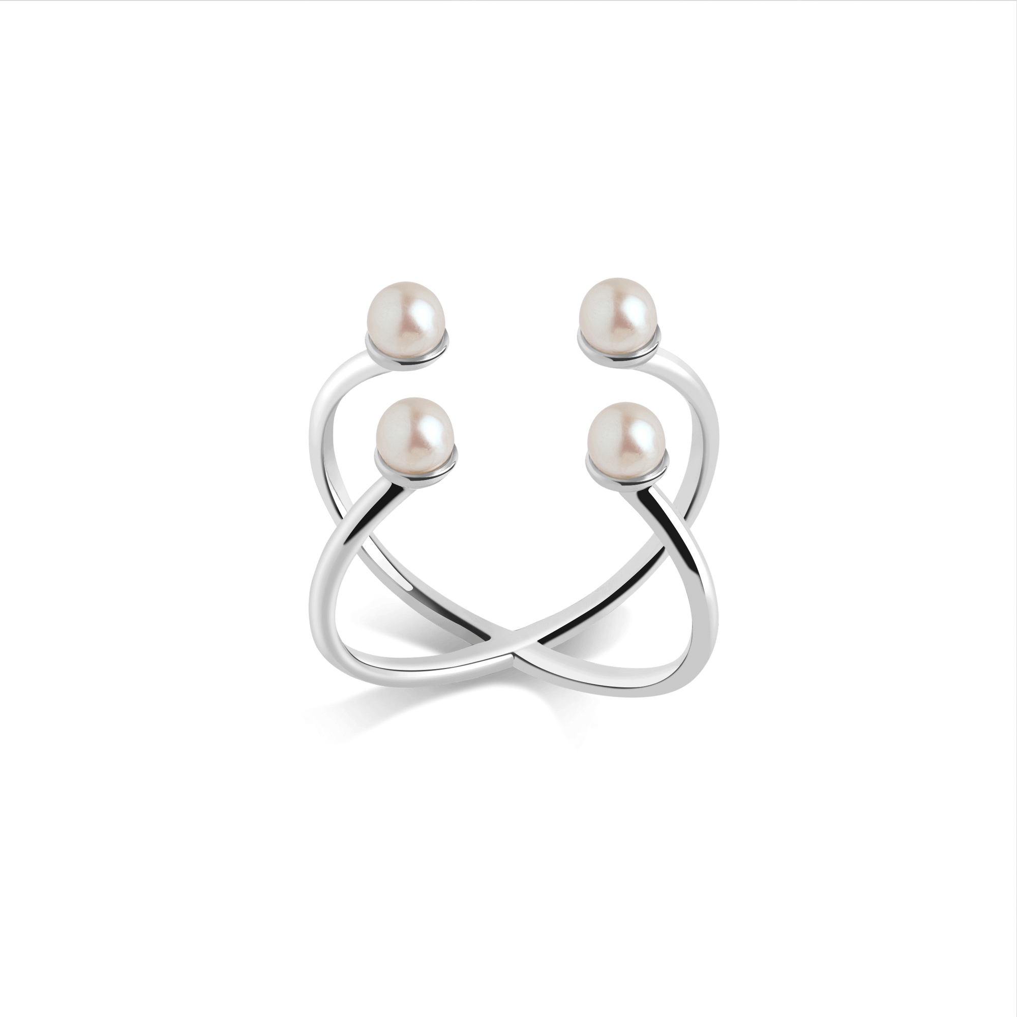 Quadripearl Ring Sterling Silver White Gold Vermeil 14k White Gold 18k White Gold     Front