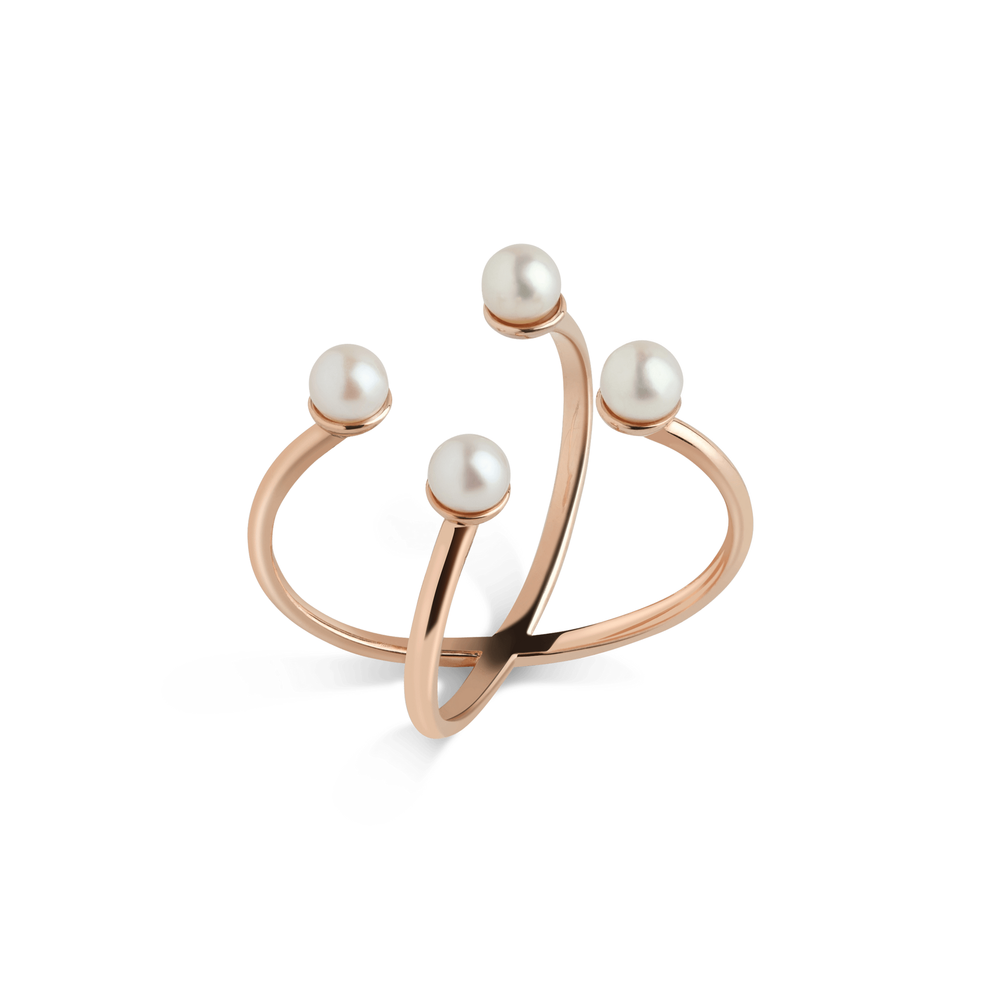 Quadripearl Ring Rose Gold Vermeil 14k Rose Gold 18k Rose Gold Half Side   Front First