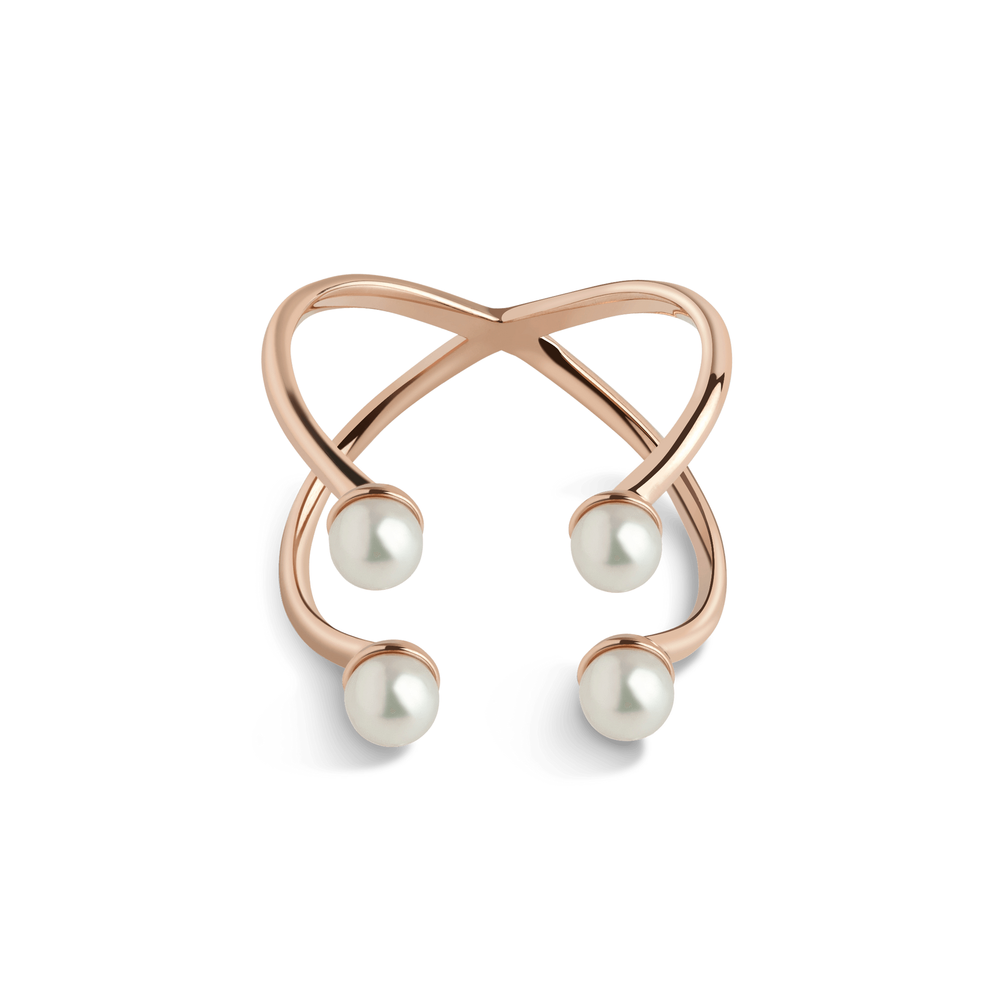 Quadripearl Ring Rose Gold Vermeil 14k Rose Gold 18k Rose Gold Half Side