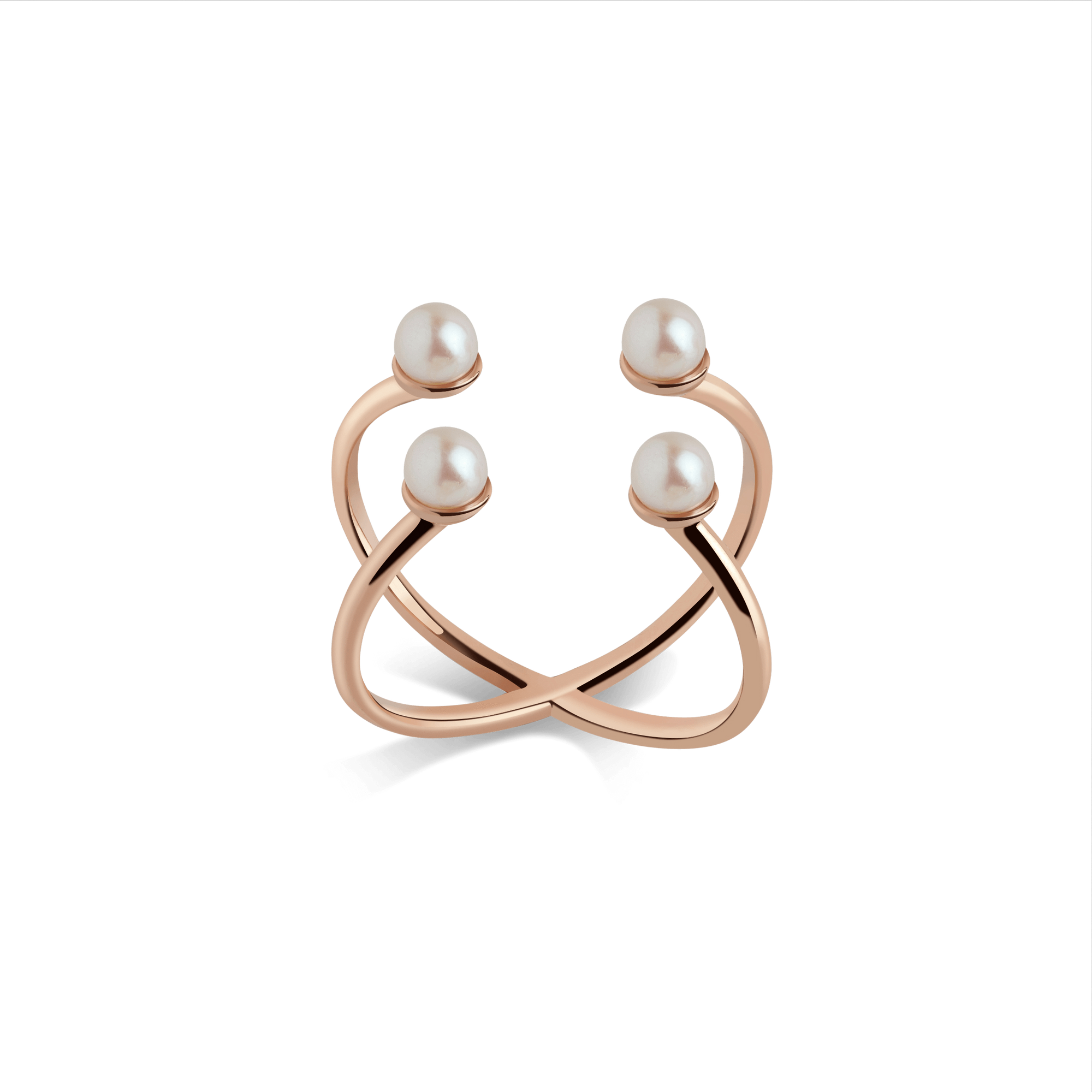 Quadripearl Ring Rose Gold Vermeil 14k Rose Gold 18k Rose Gold Half Side